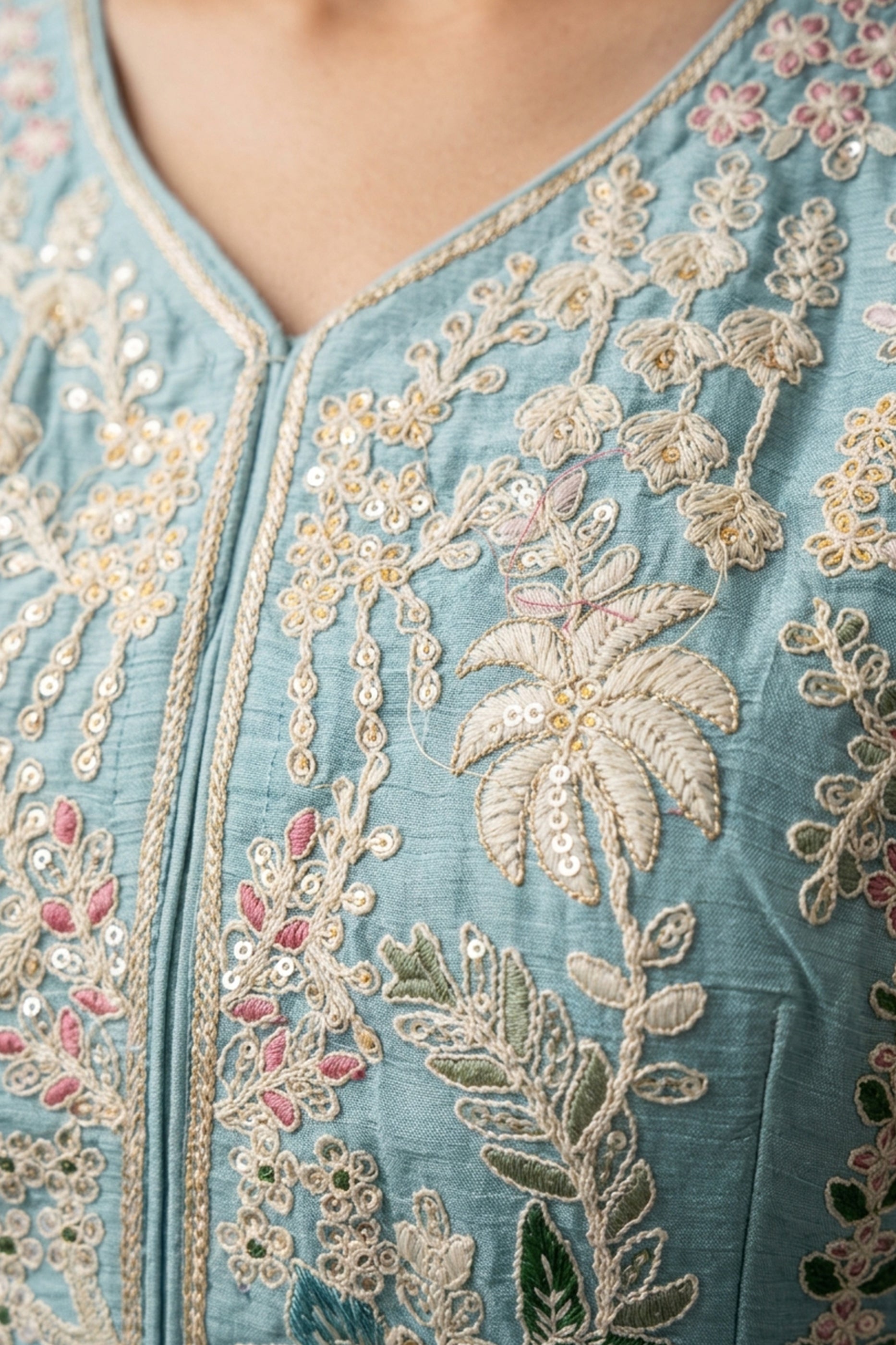 Grey Readymade Embroidered Chinon Sharara Suit-SAR13007_4_SareeButa.com