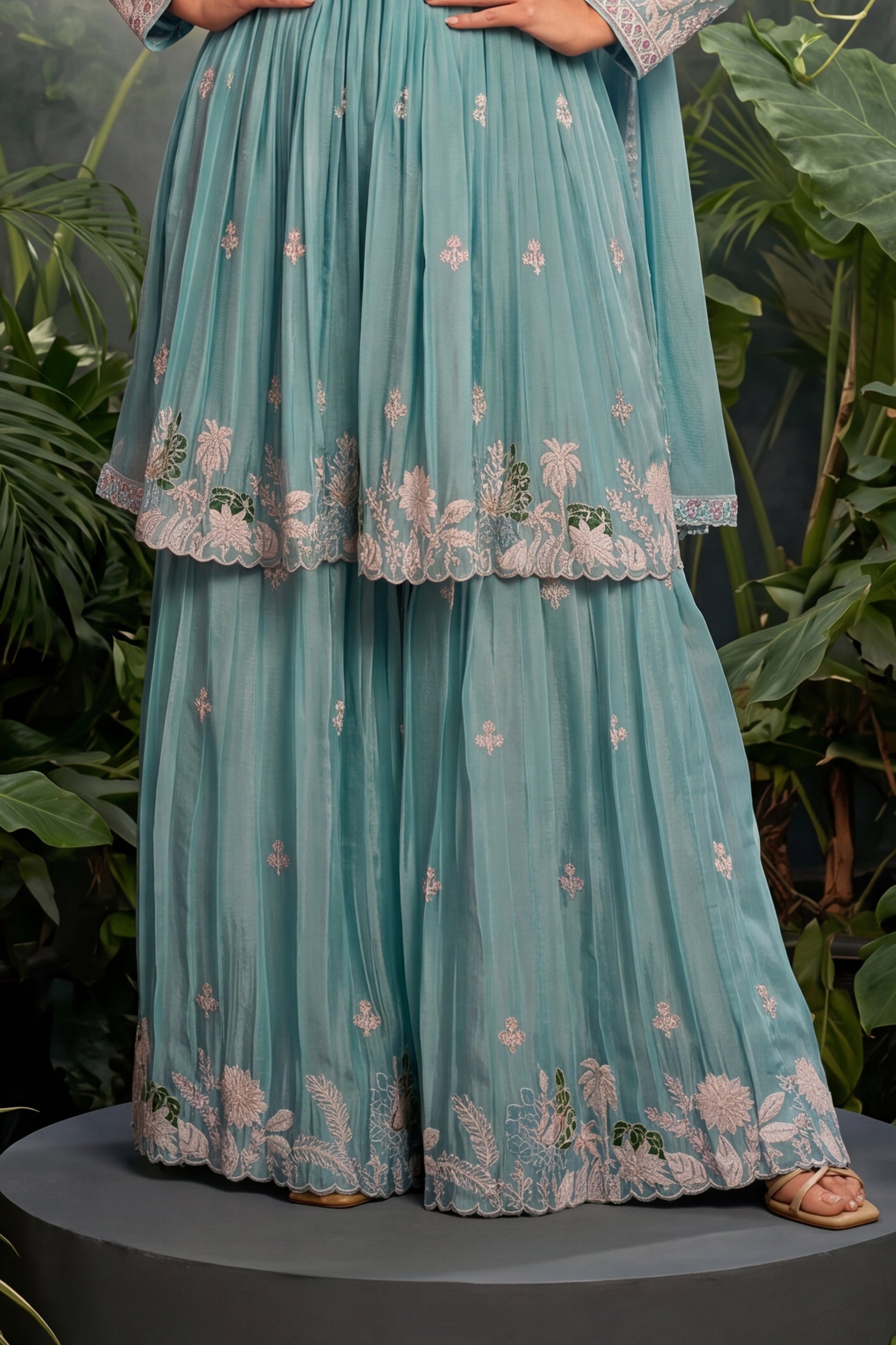 Grey Readymade Embroidered Chinon Sharara Suit-SAR13007_7_SareeButa.com