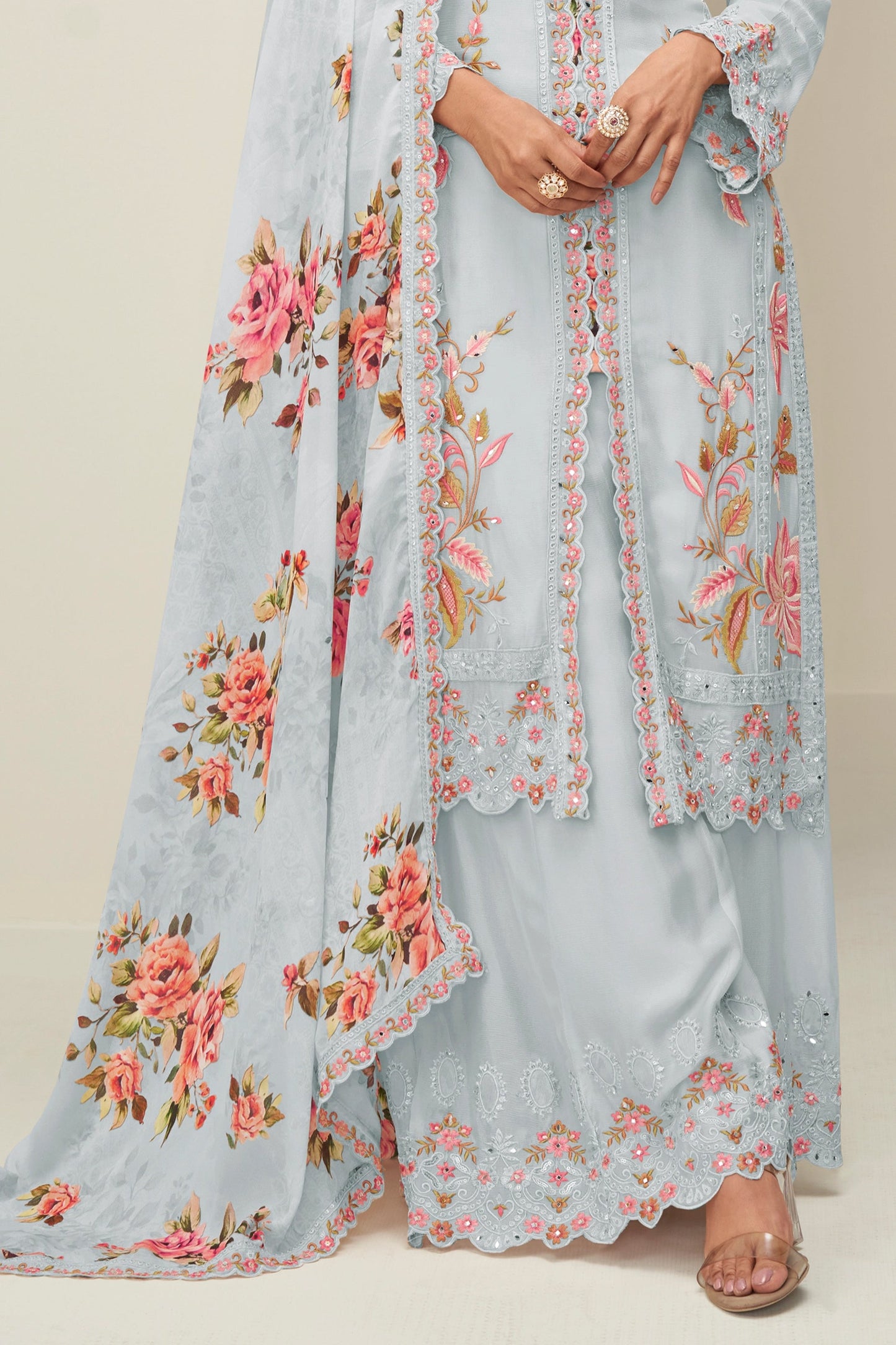 Grey Readymade Embroidered Chinon Silk Suit-SAR10531_4_SareeButa.com