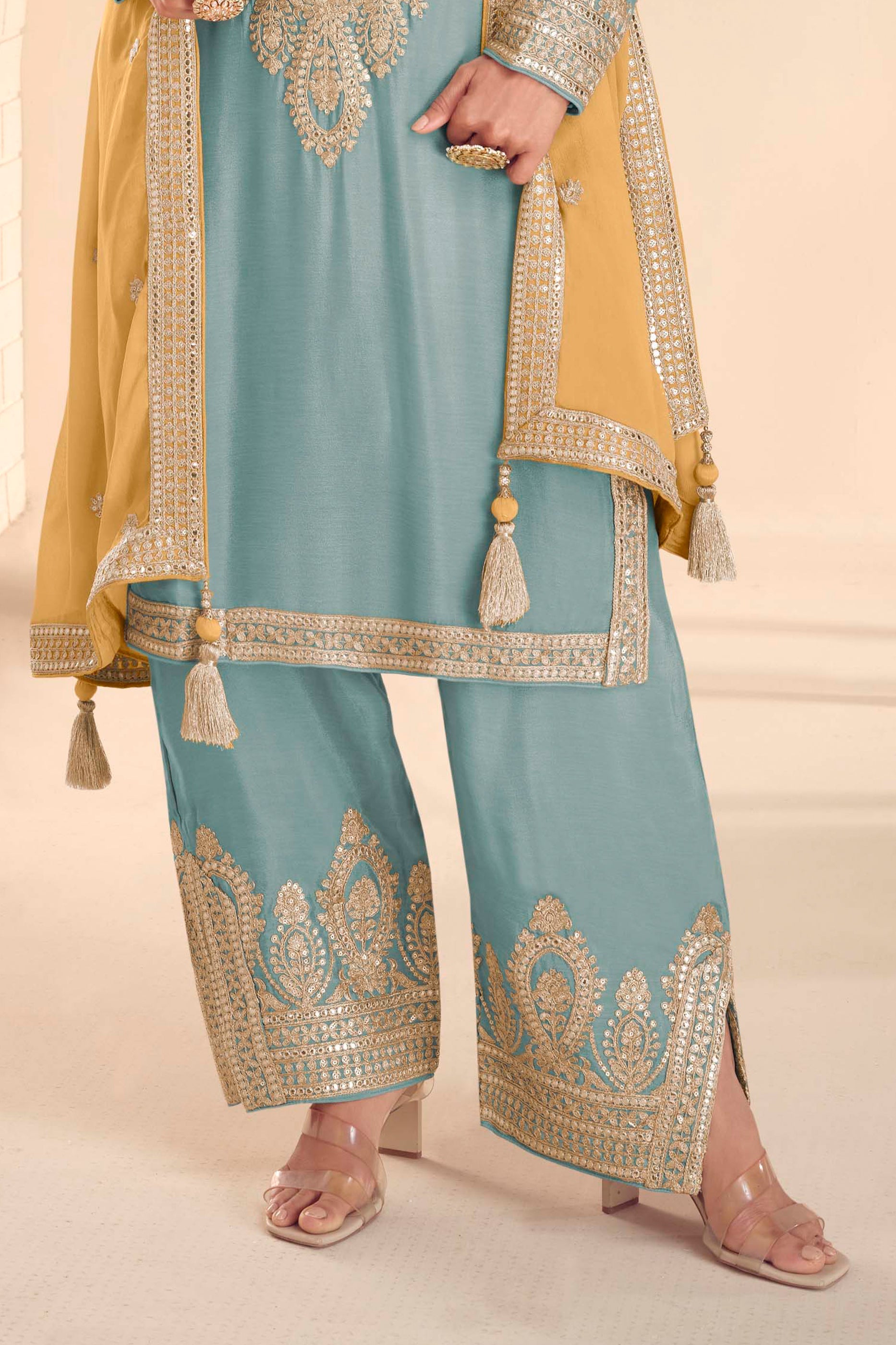 Grey Readymade Embroidered Chinon Suit-SAR12153_4_SareeButa.com