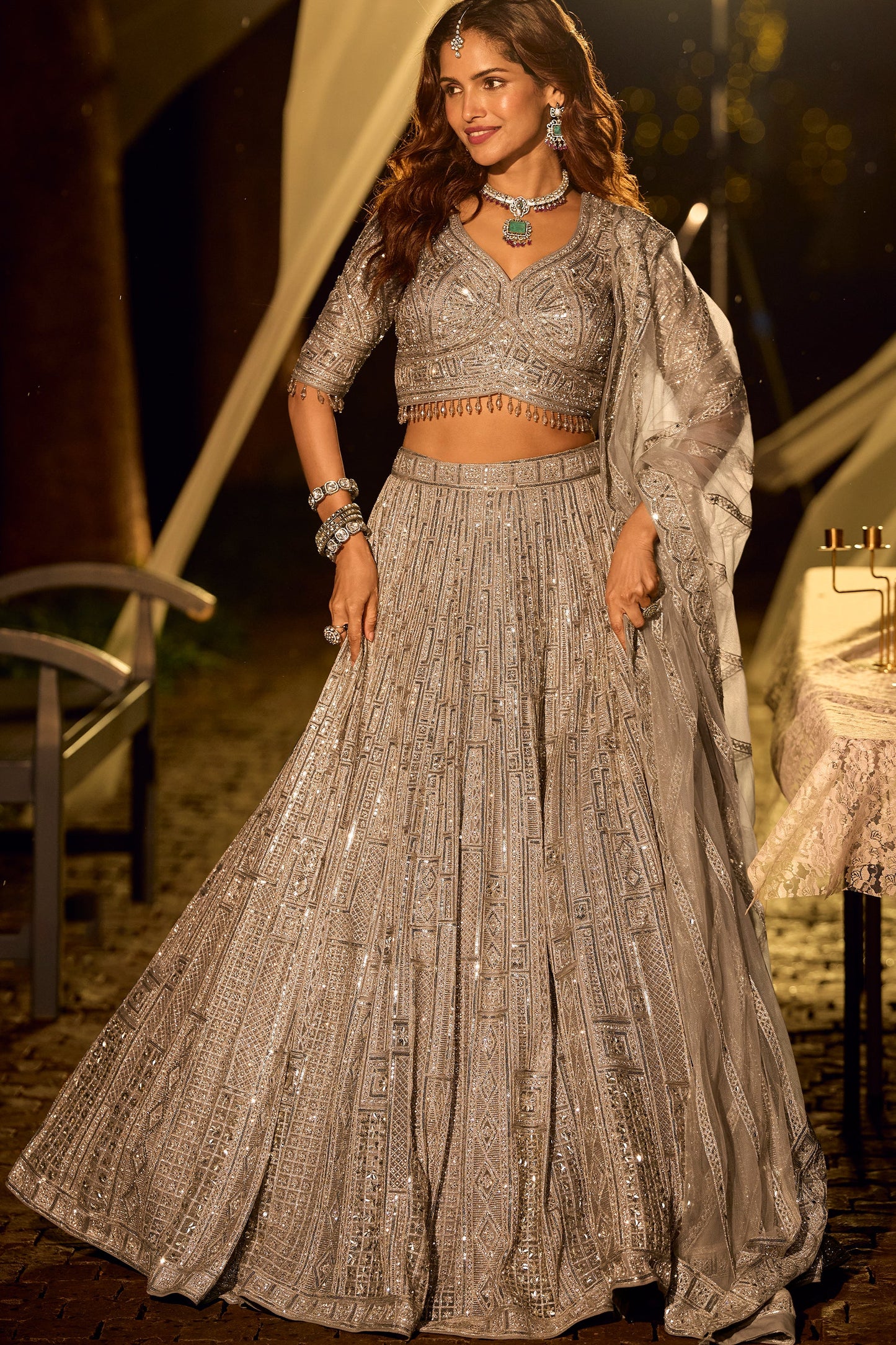 Grey Readymade Embroidered Net Lehenga-SAR11247_1_SareeButa.com