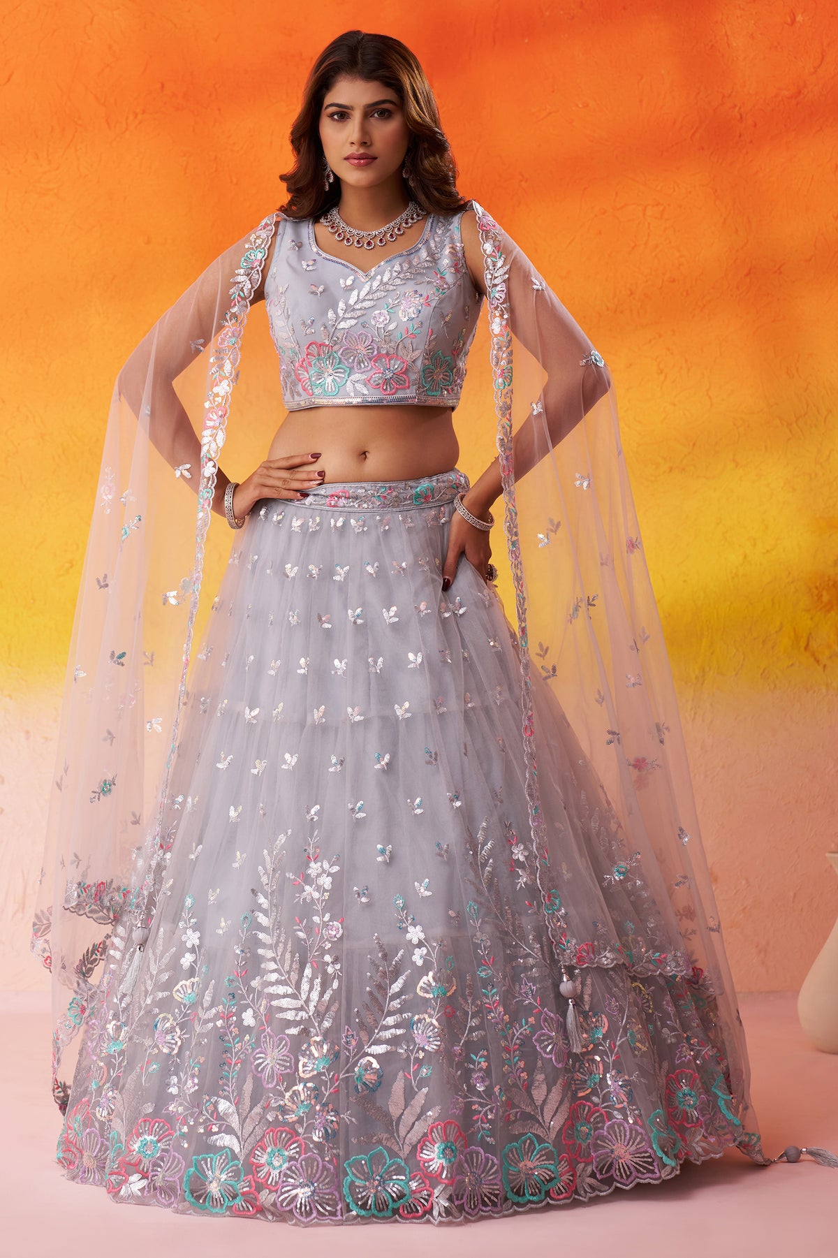 Grey Readymade Embroidered Net Lehenga-SAR12896_4_SareeButa.com