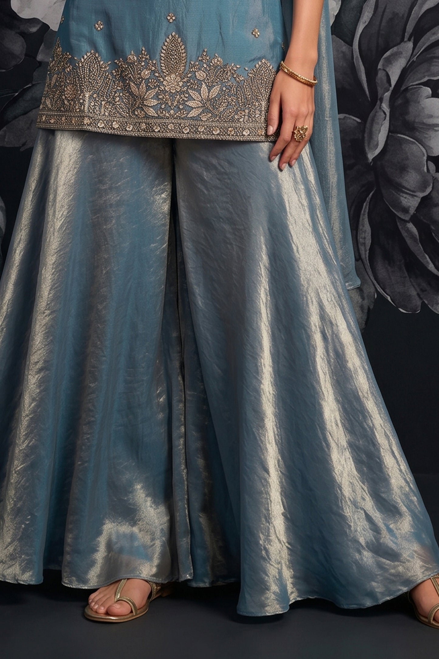 Grey Readymade Embroidered Palazzo Suit-SAR12805_5_SareeButa.com