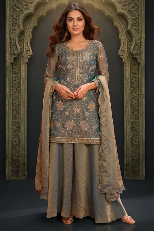 Grey Readymade Embroidered Palazzo Suit-SAR13135_1_SareeButa.com