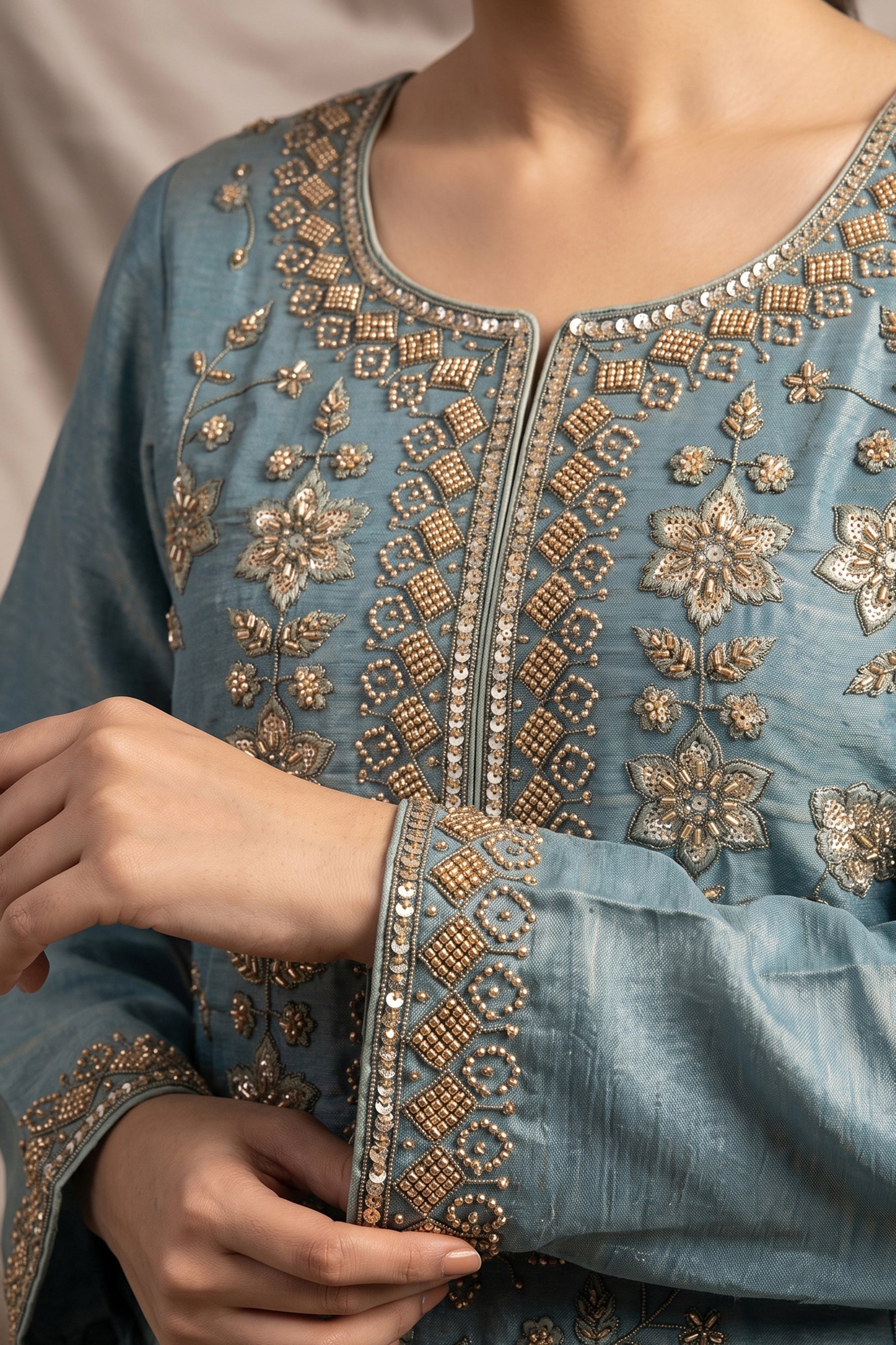 Grey Readymade Embroidered Palazzo Suit-SAR13135_4_SareeButa.com