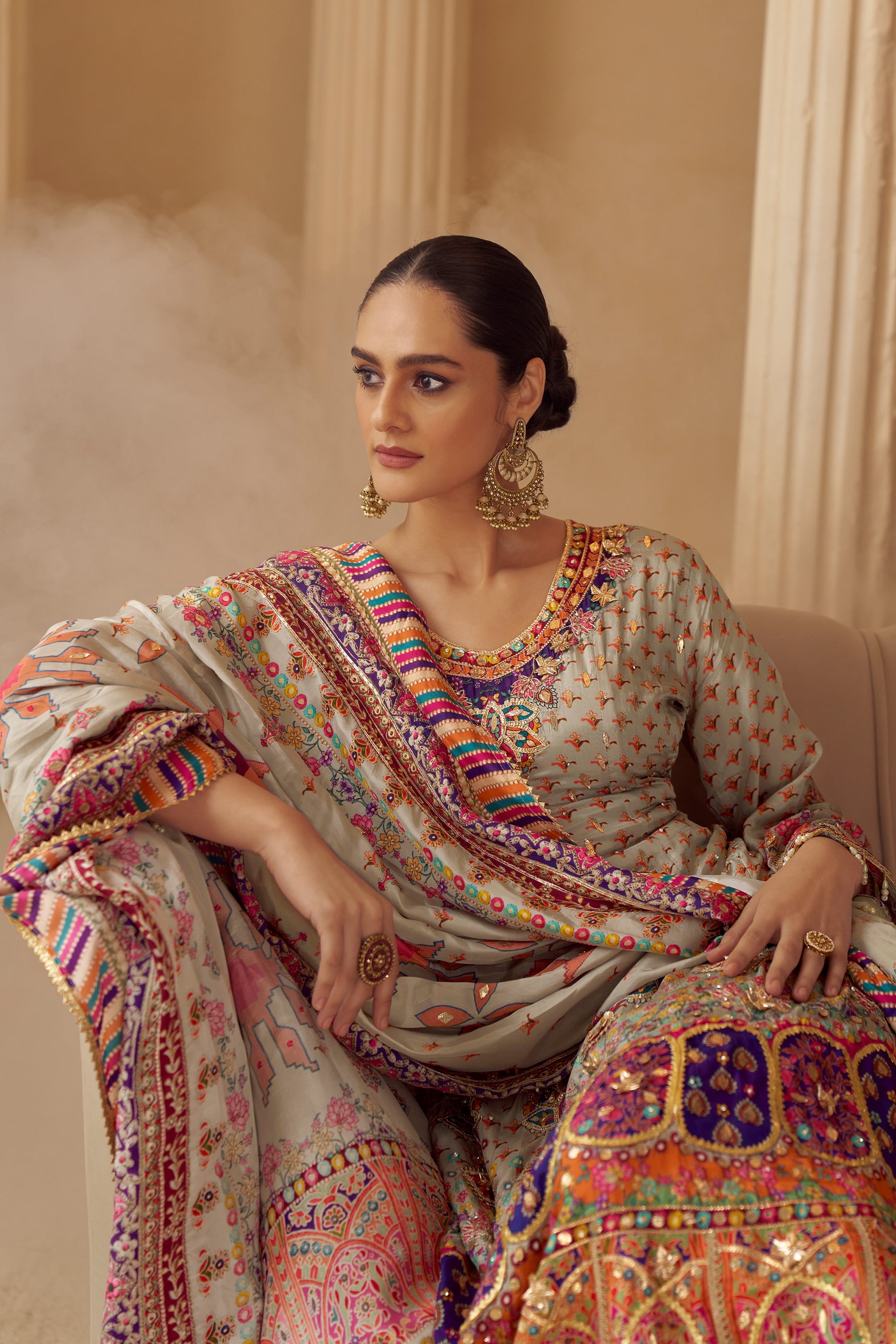 Grey Readymade Embroidered Satin Crepe Anarkali Suit-SAR11545_3_SareeButa.com