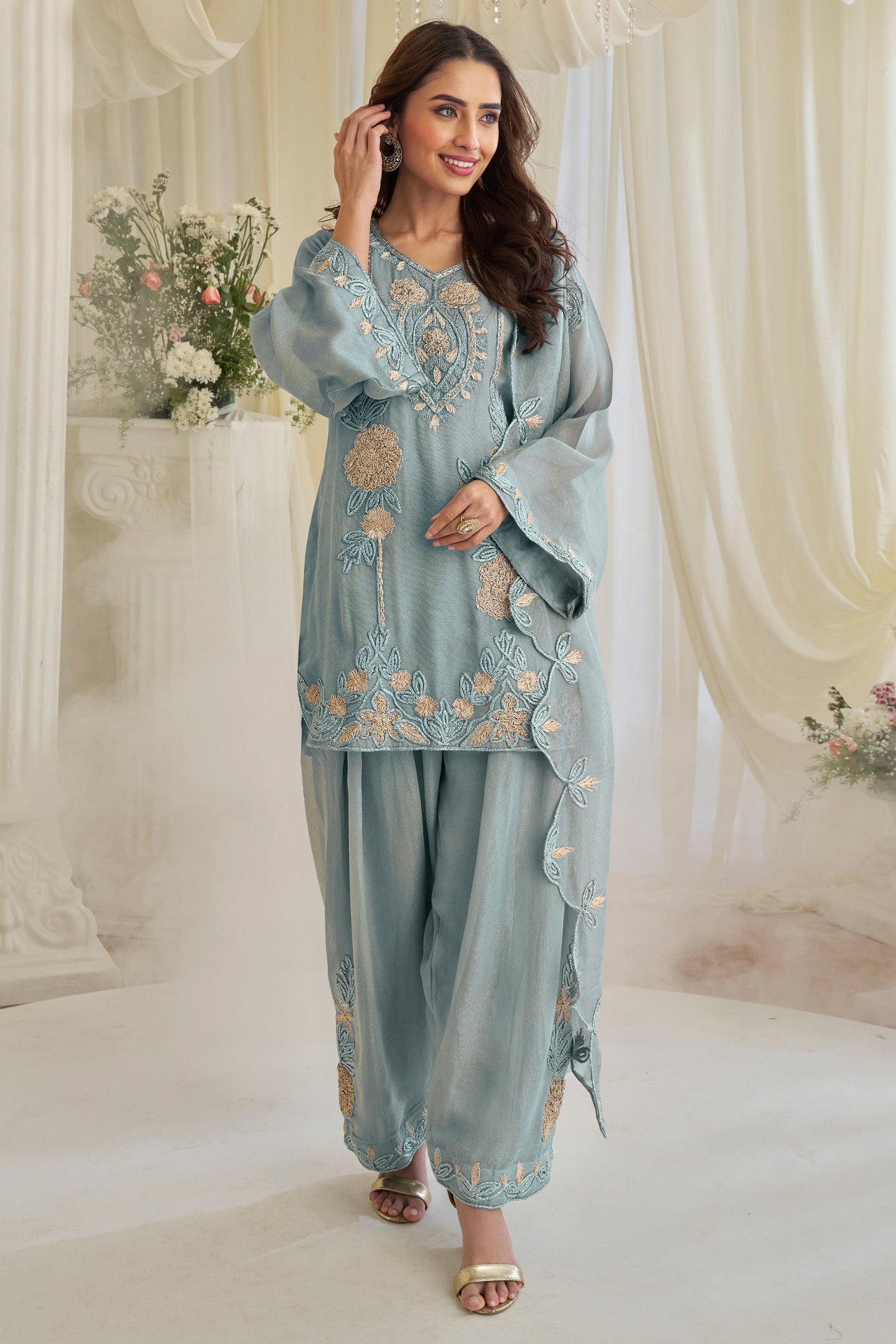 Grey Readymade Embroidered Simar Silk Suit-SAR11726_1_SareeButa.com