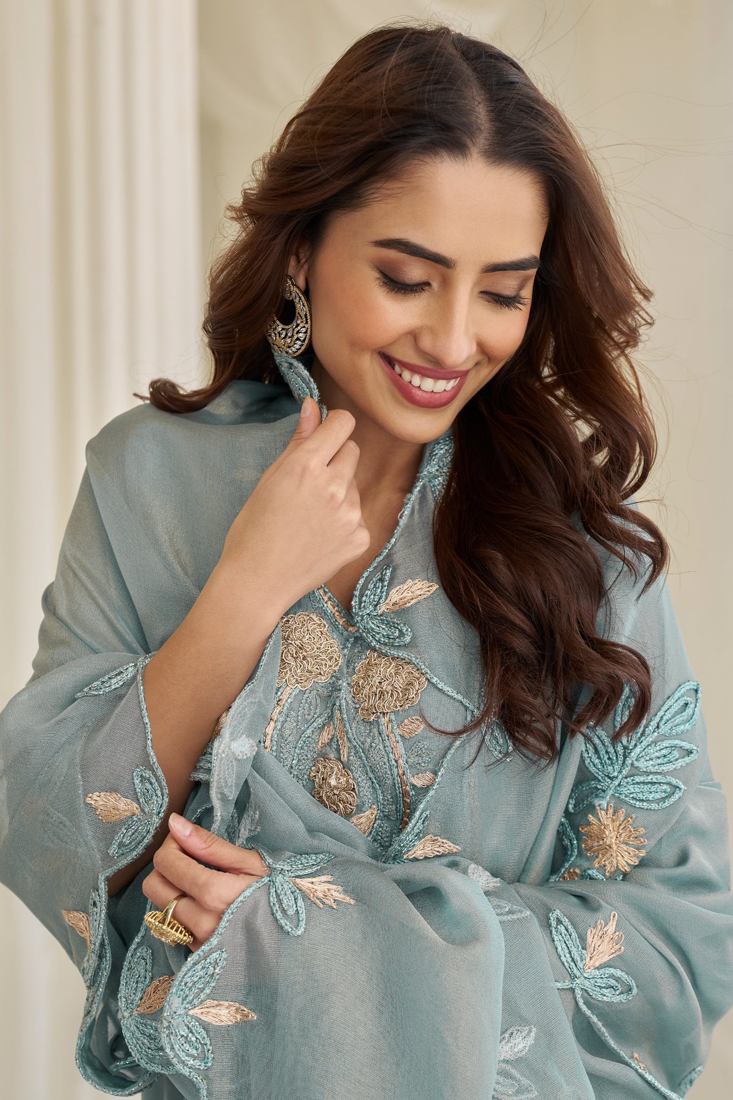 Grey Readymade Embroidered Simar Silk Suit-SAR11726_2_SareeButa.com