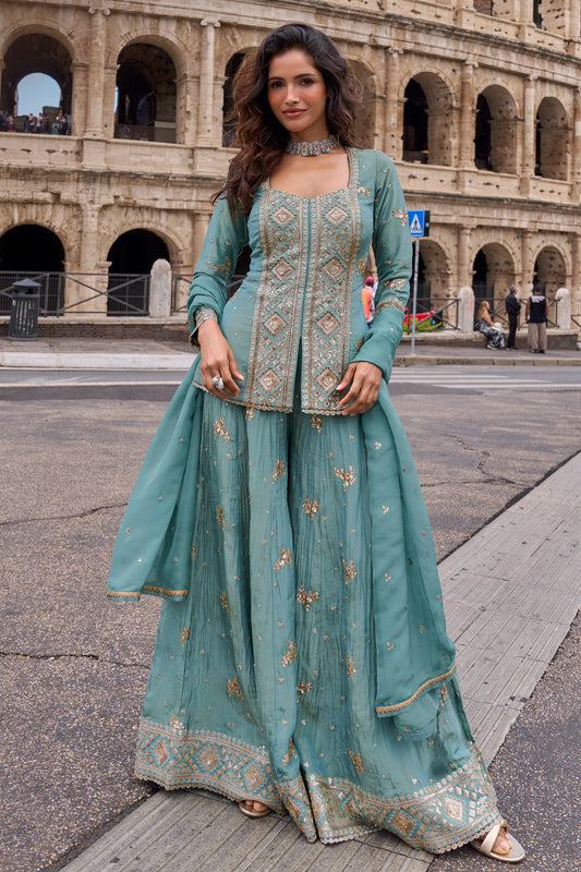 Grey Readymade Embroidered Simar Silk Suit-SAR13086_1_SareeButa.com