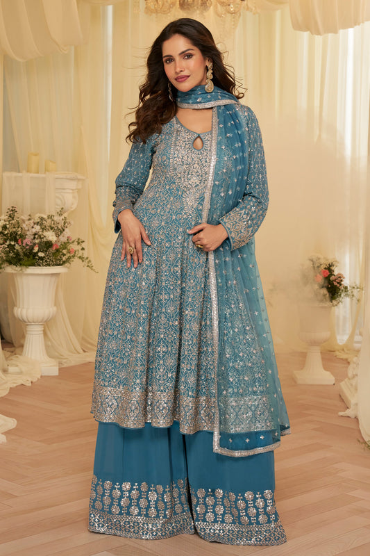 Grey Readymade Georgette Anarkali Suit-SAR11973_1_SareeButa.com