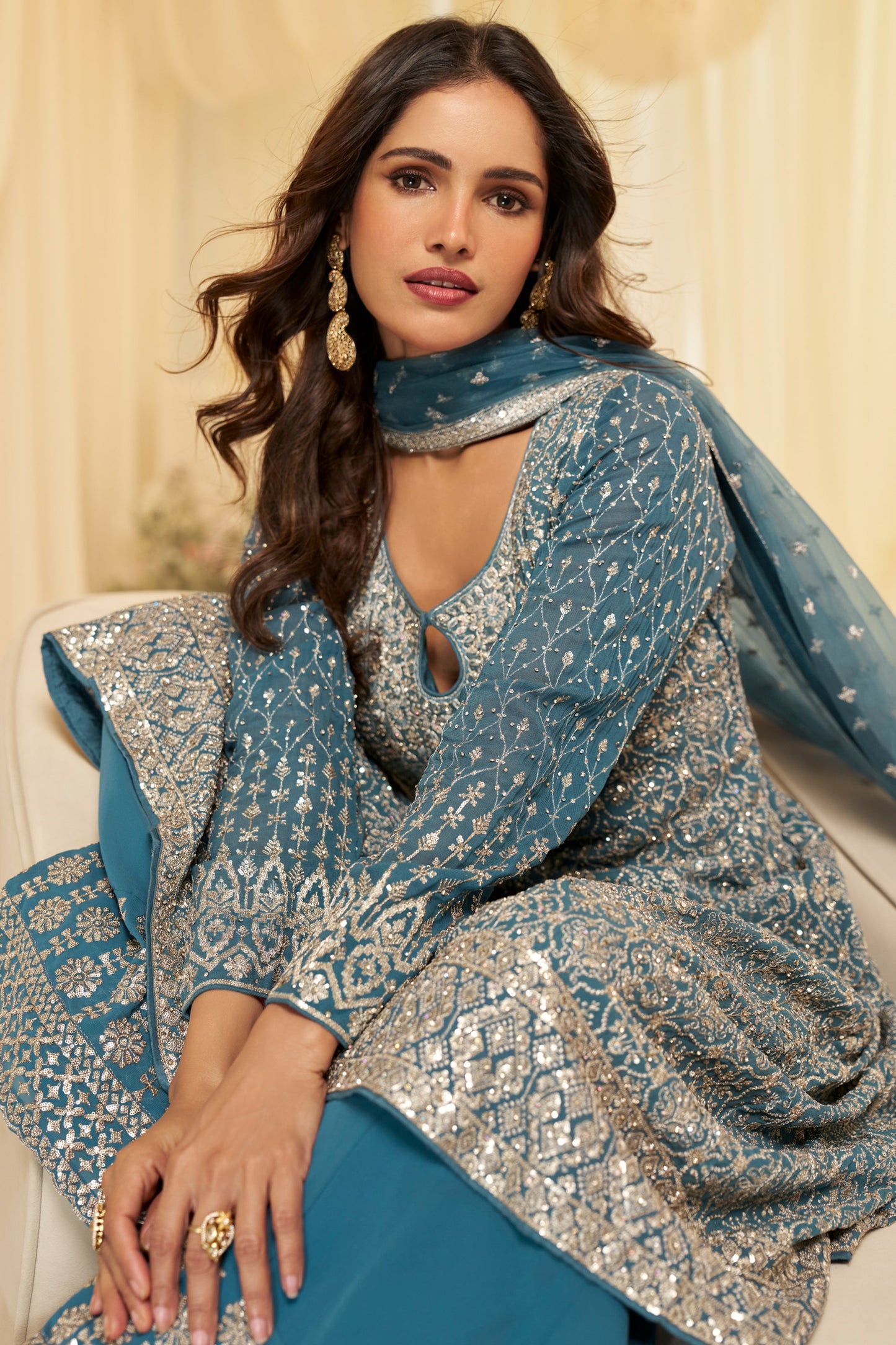 Grey Readymade Georgette Anarkali Suit-SAR11973_2_SareeButa.com