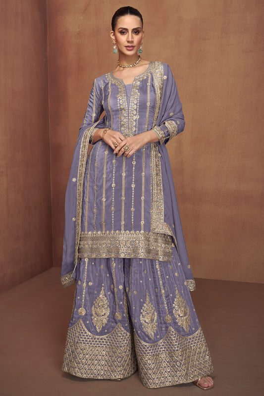 Grey Readymade Heavy Work Embroidered Silk Suit-SS662_1_SareeButa.com
