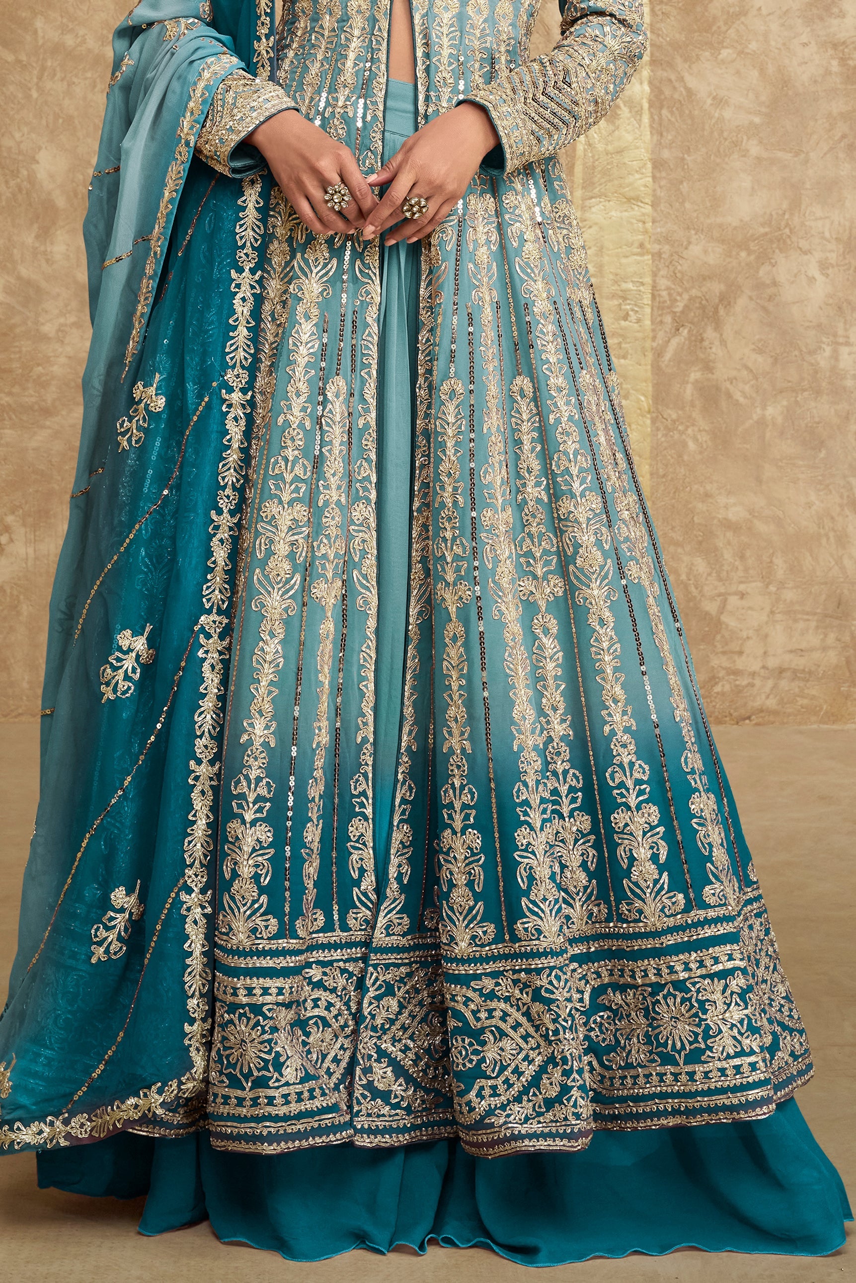Grey Readymade Heavy Work Georgette Skirt Suit-SS614_3_SareeButa.com