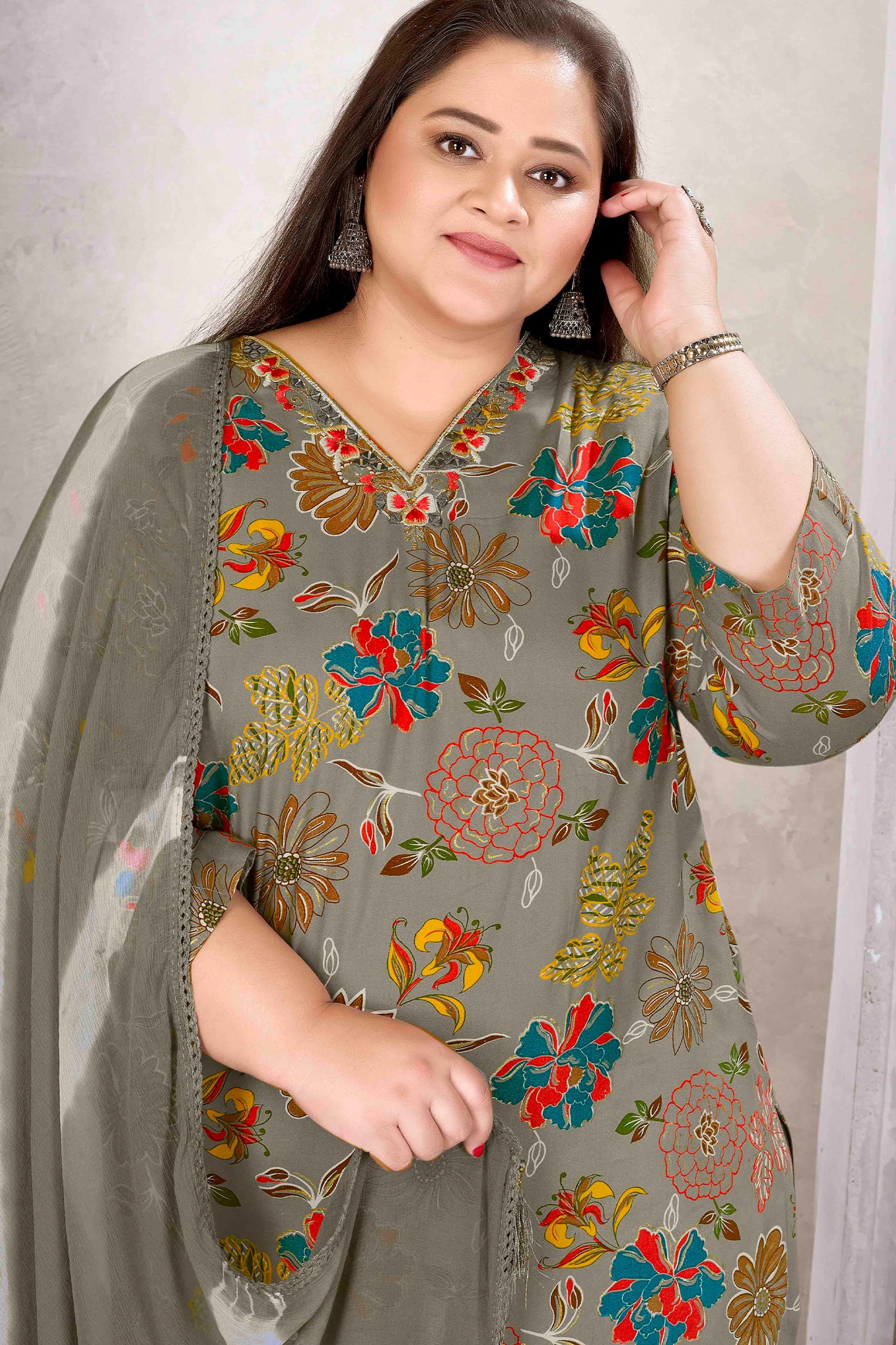Grey Readymade Rayon Suit-SAR11771_3_SareeButa.com