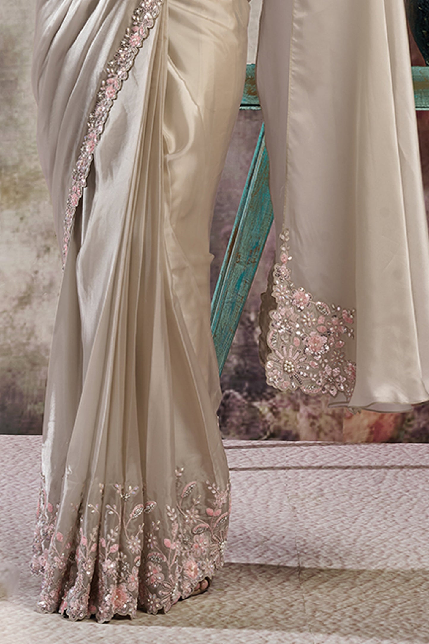 Grey Satin Silk Readymade Saree with Stitched Blouse-SAR12105_4_SareeButa.com
