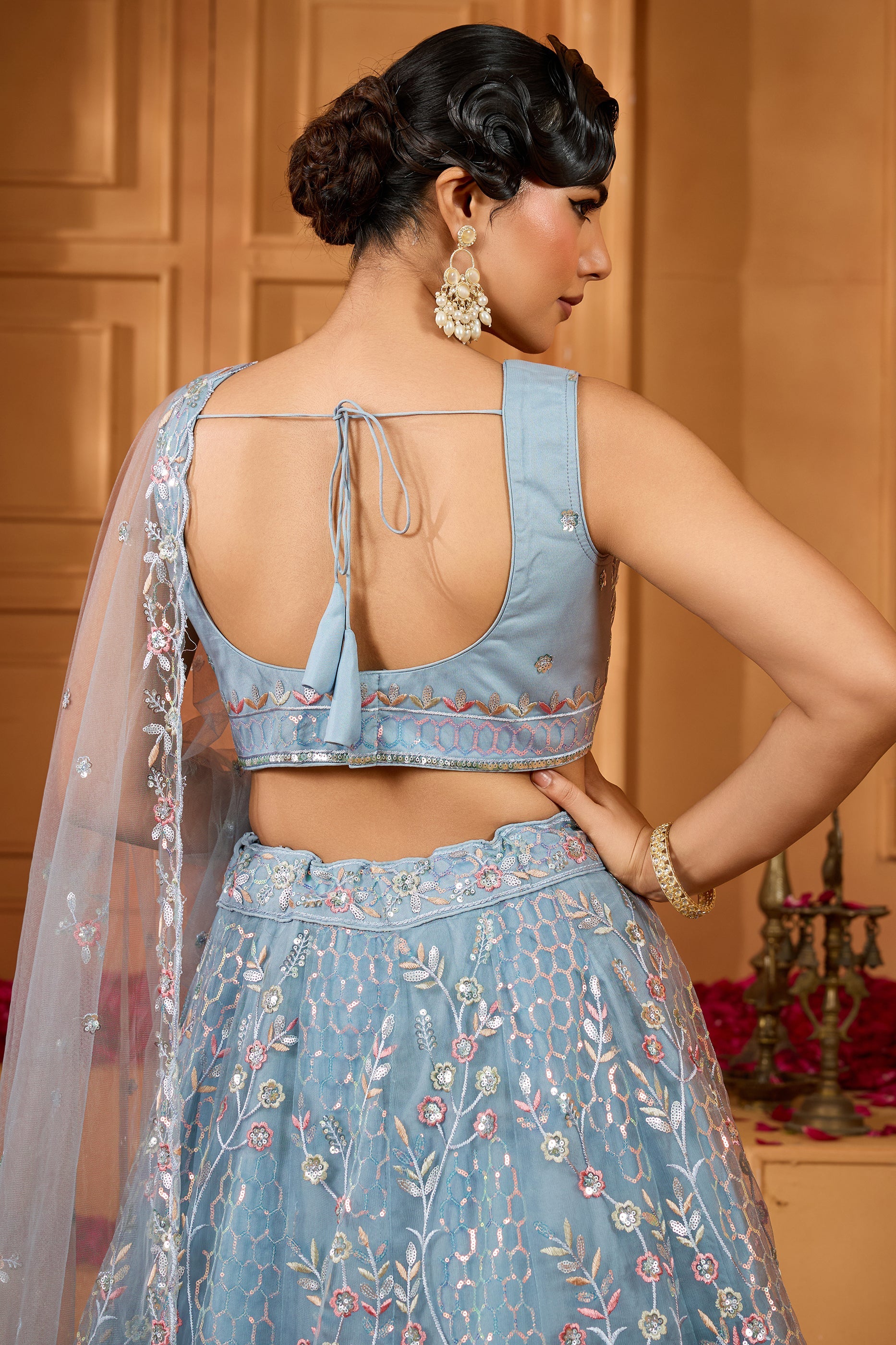 Grey Semi-Stitched Embroidered Net Lehenga-SAR10709_5_SareeButa.com