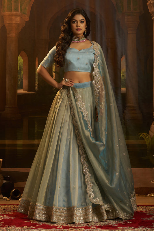 Grey Semi-Stitched Embroidered Organza Lehenga-SAR11498_1_SareeButa.com