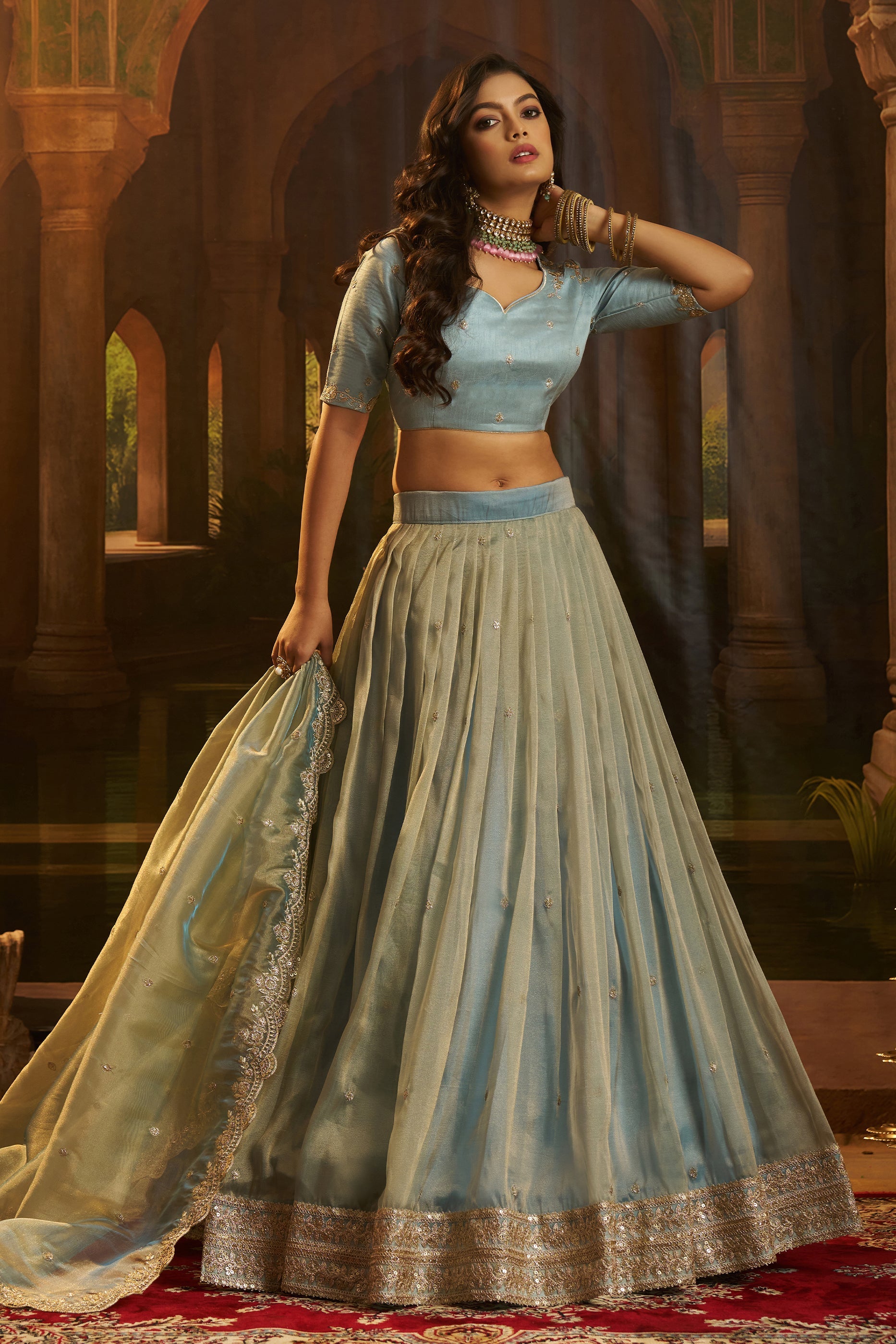 Grey Semi-Stitched Embroidered Organza Lehenga-SAR11498_5_SareeButa.com