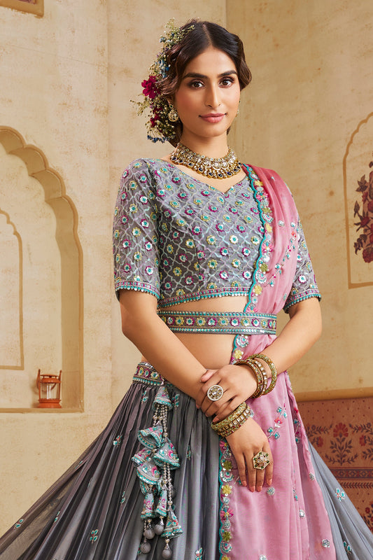 Grey Readymade Embroidered Silk Lehenga-SAR10043_2_SareeButa.com