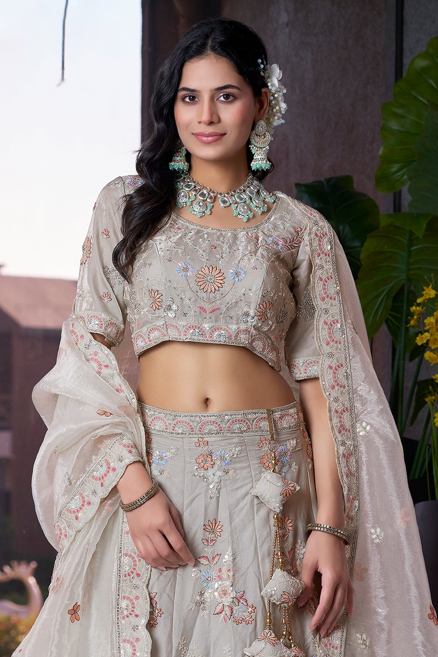 Grey Semi-Stitched Embroidered Silk Lehenga-SAR10721_2_SareeButa.com