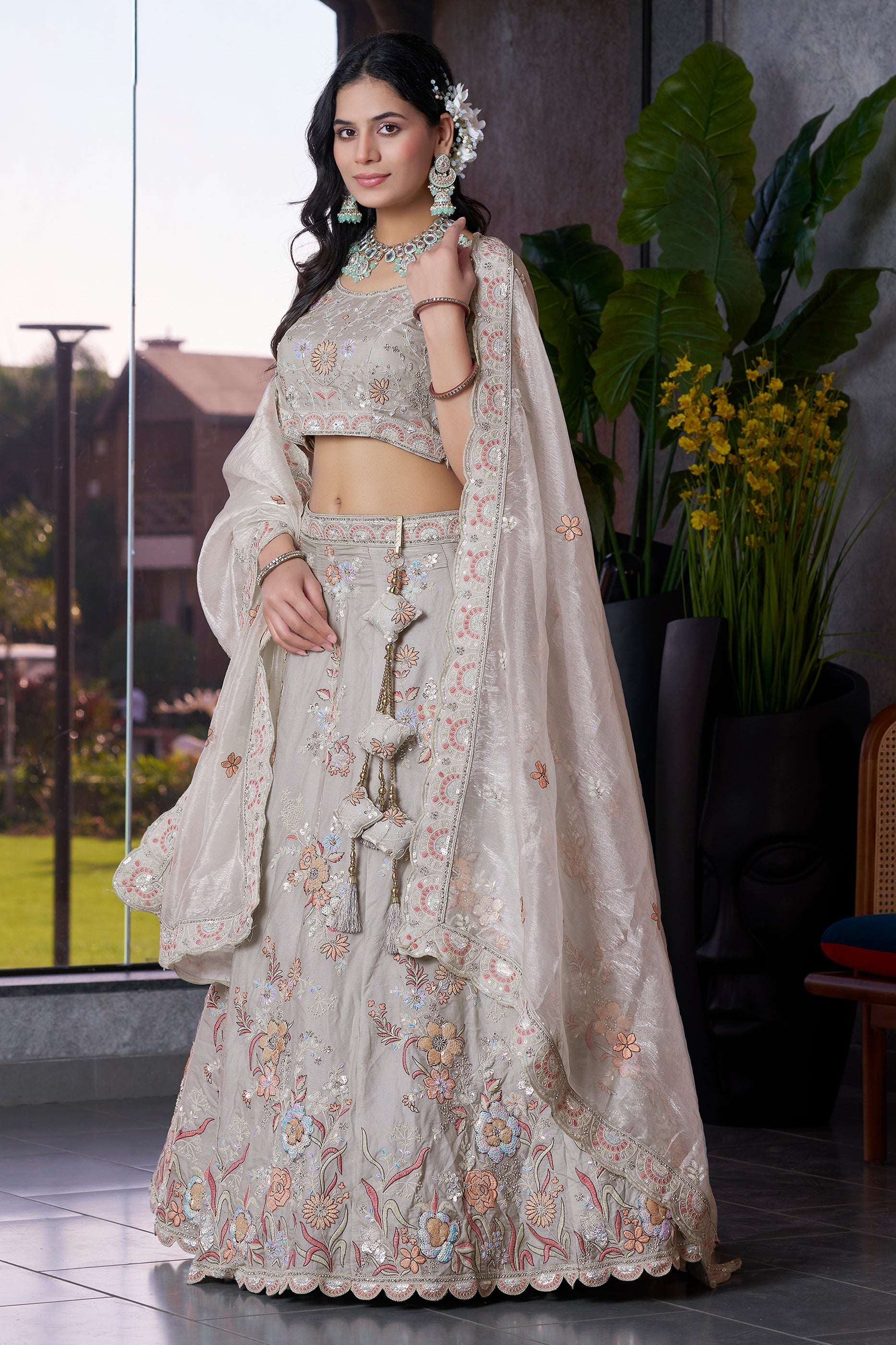 Grey Semi-Stitched Embroidered Silk Lehenga-SAR10721_5_SareeButa.com