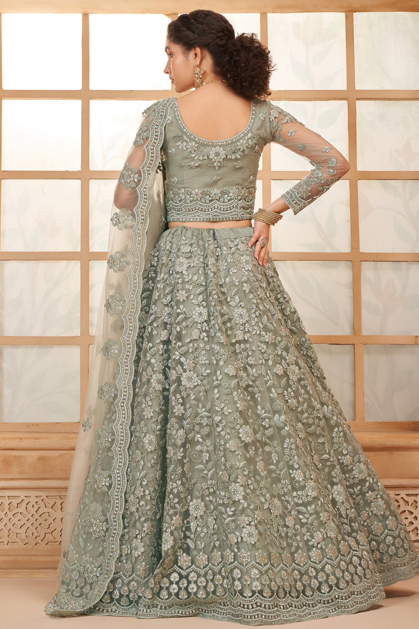 Grey Semi Stitched Embroidered Net Lehenga-LC44_3_SareeButa.com