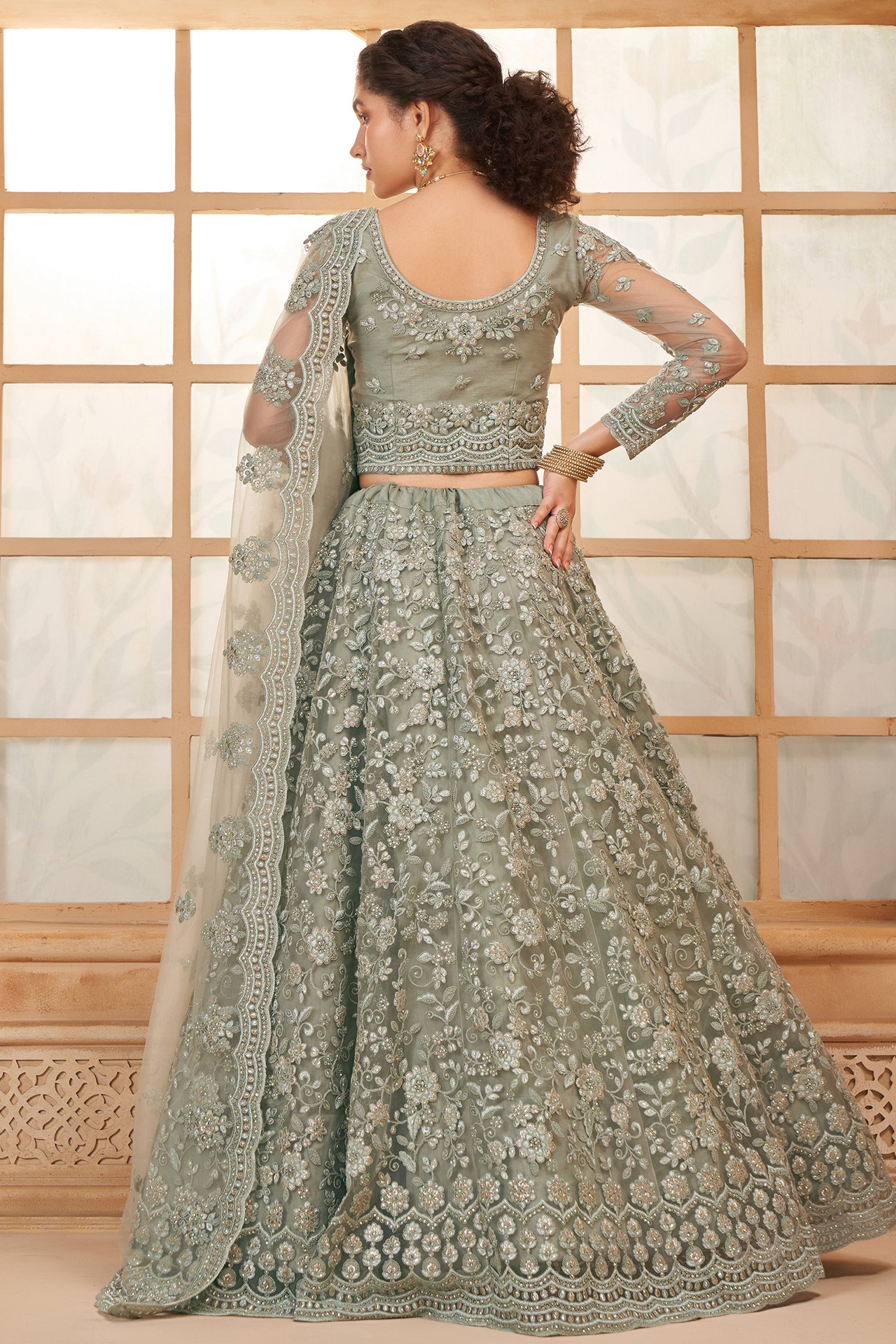 Grey Semi Stitched Embroidered Net Lehenga-LC44_3_SareeButa.com