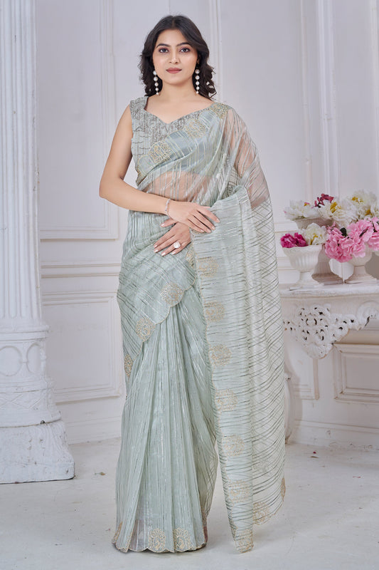 Grey Stone Work Jacquard Saree-SAR10740_1_SareeButa.com