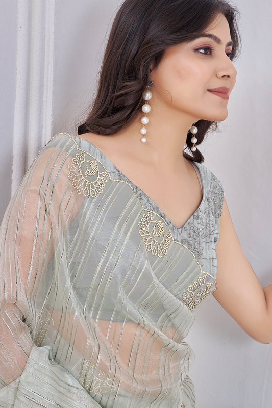 Grey Stone Work Jacquard Saree-SAR10740_2_SareeButa.com