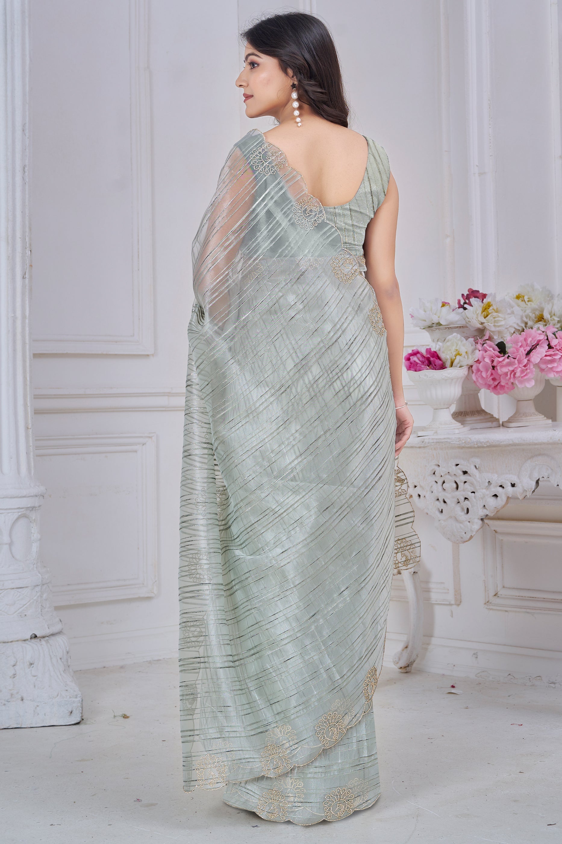 Grey Stone Work Jacquard Saree-SAR10740_3_SareeButa.com