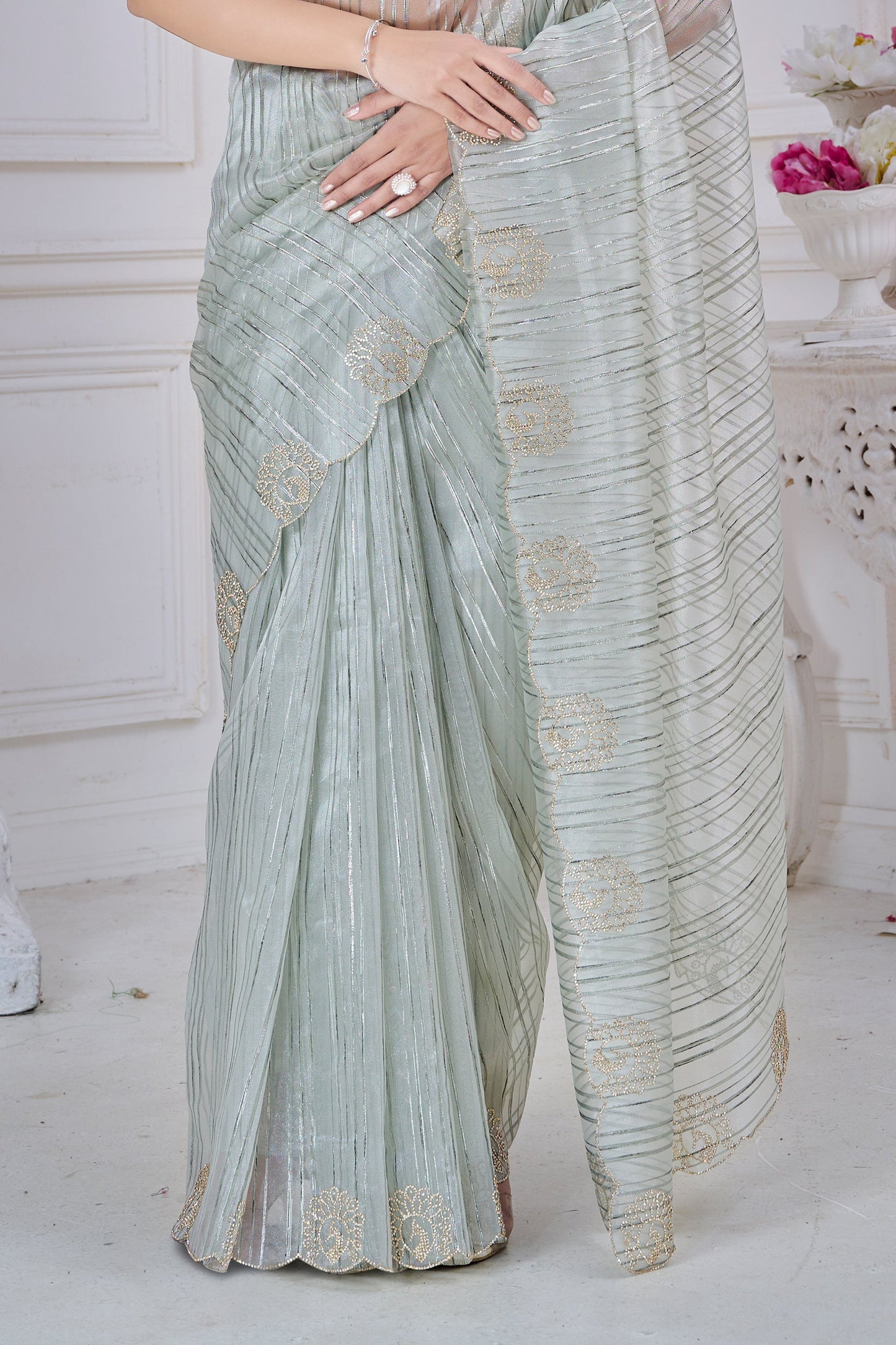 Grey Stone Work Jacquard Saree-SAR10740_5_SareeButa.com