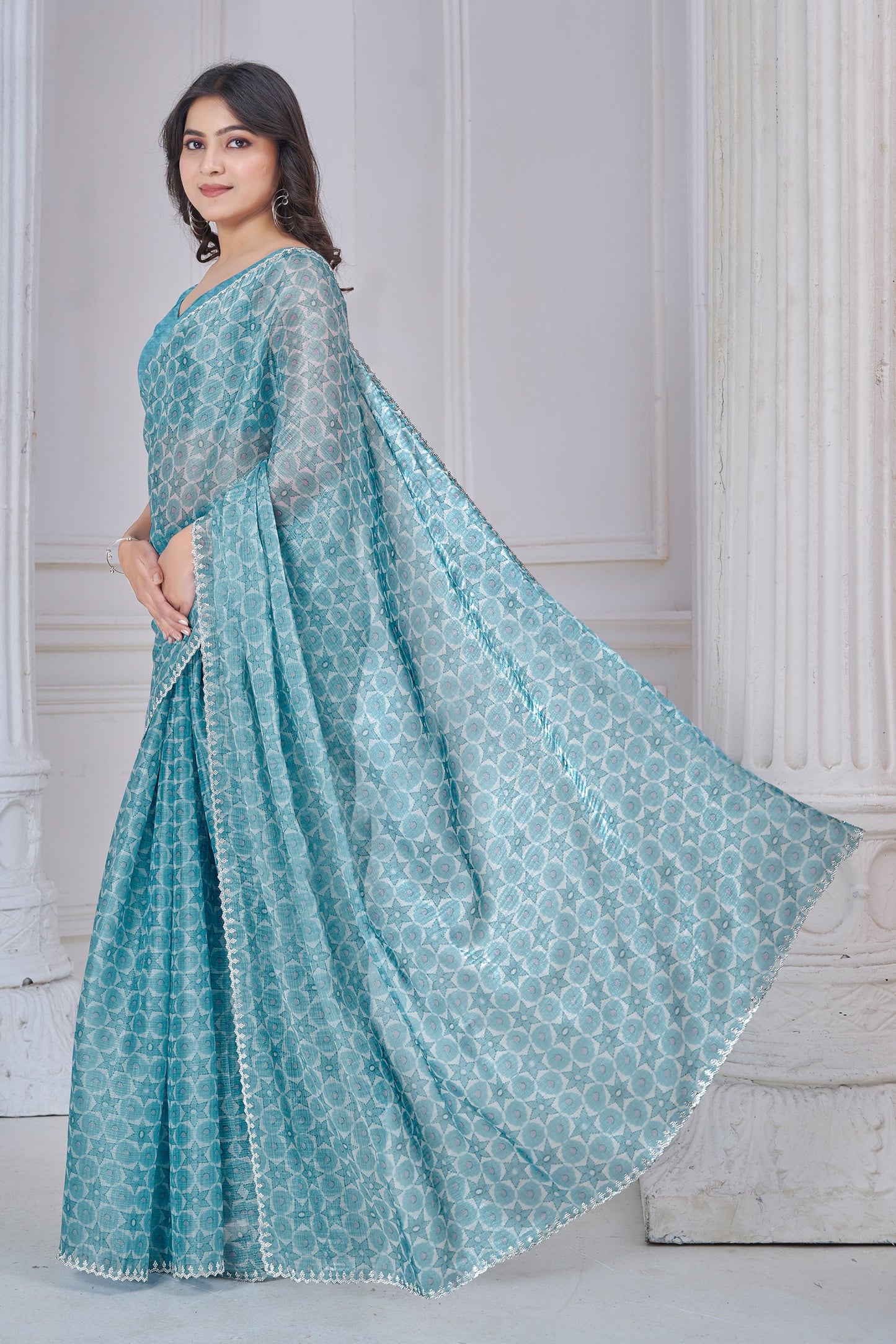 Grey Stone Work Organza Saree-SAR10751_3_SareeButa.com