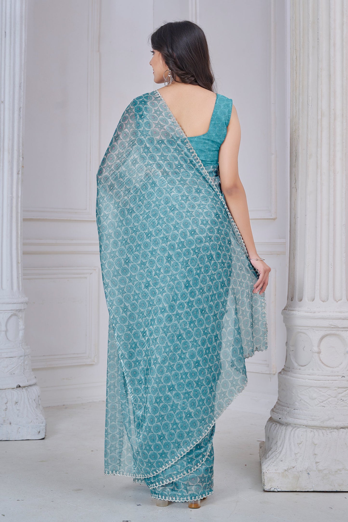 Grey Stone Work Organza Saree-SAR10751_4_SareeButa.com