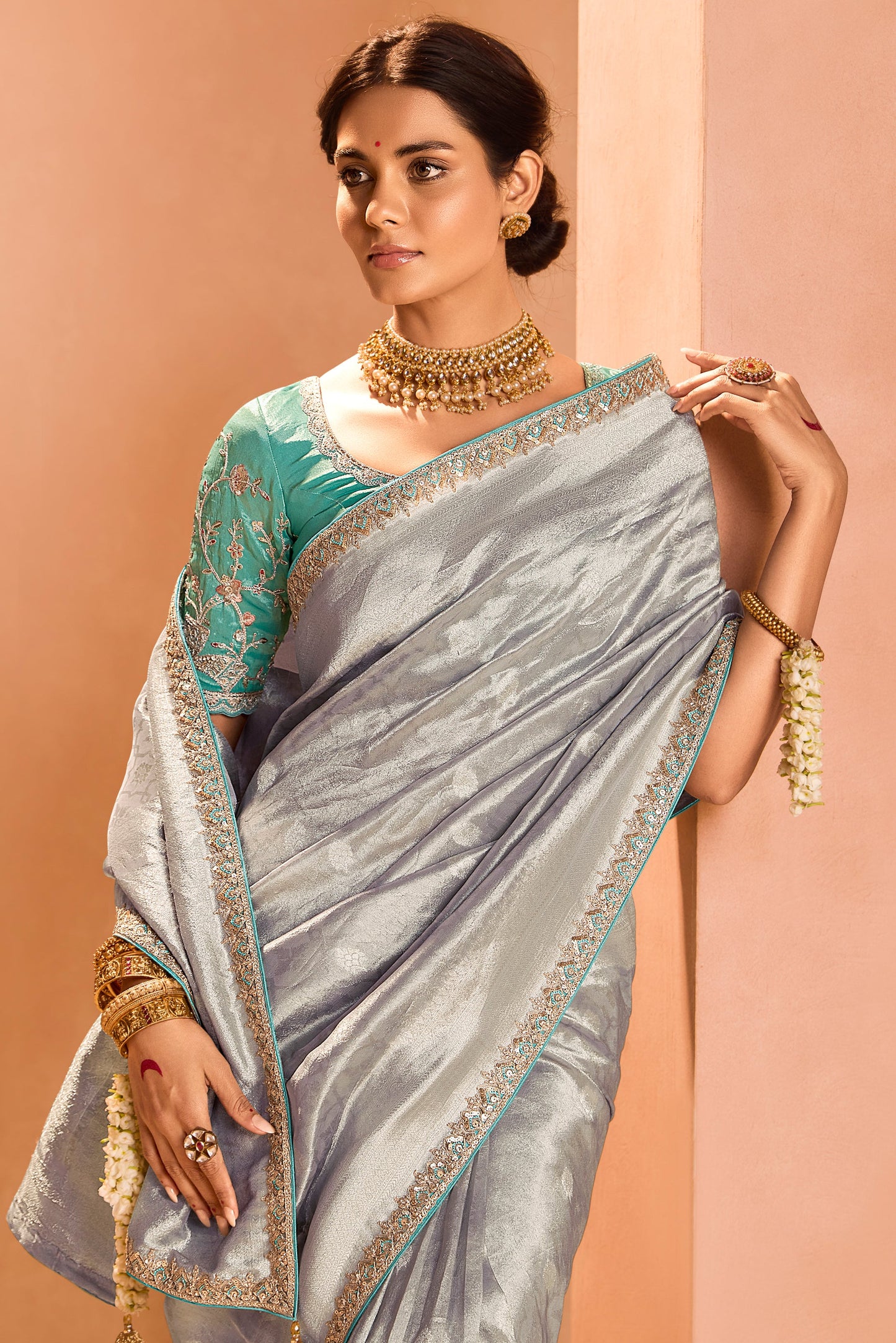 Grey Tissue Silk Saree with Zari Work-ZB133862_4_SareeButa.com