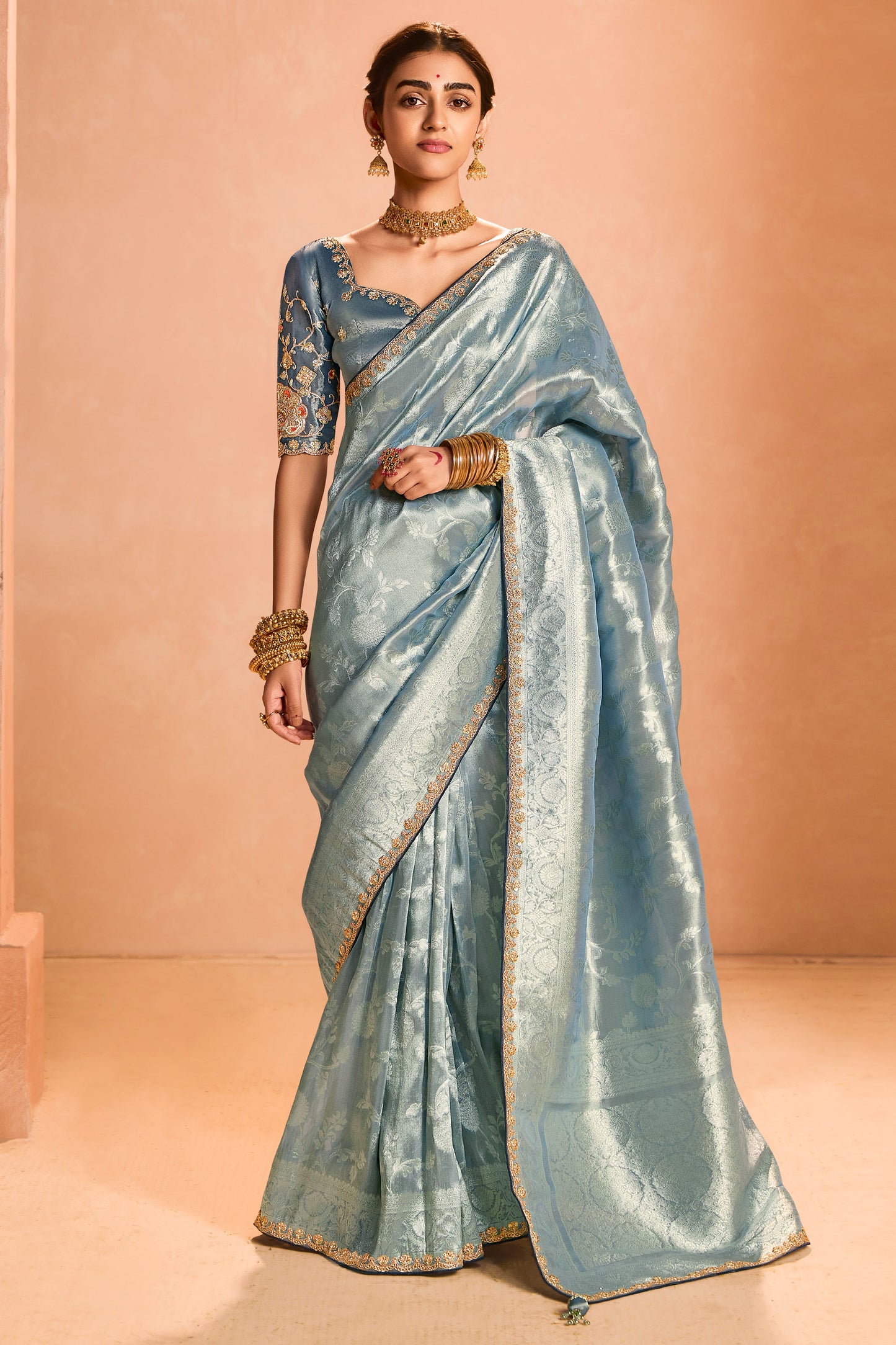 Grey Tissue Silk Saree with Zari Work-ZB133867_1_SareeButa.com
