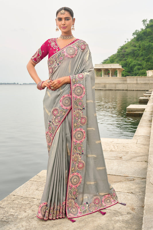 Grey Woven Banarasi Saree-ZB133314_1_SareeButa.com