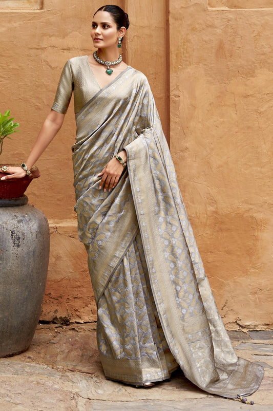 Grey Woven Banarasi Saree-ZB133395_1_SareeButa.com