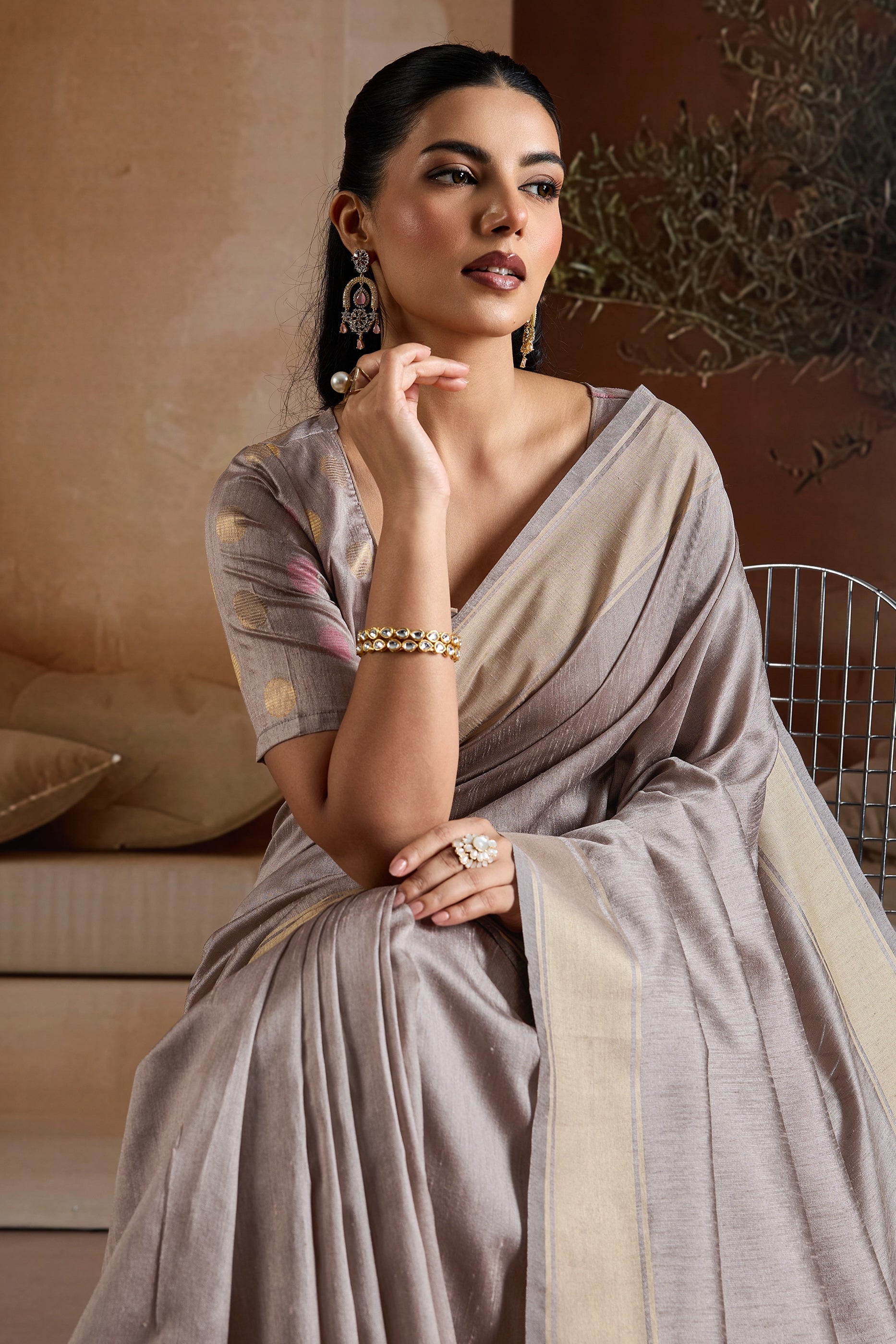 Grey Woven Bhagalpuri Silk Saree-SAR11193_2_SareeButa.com