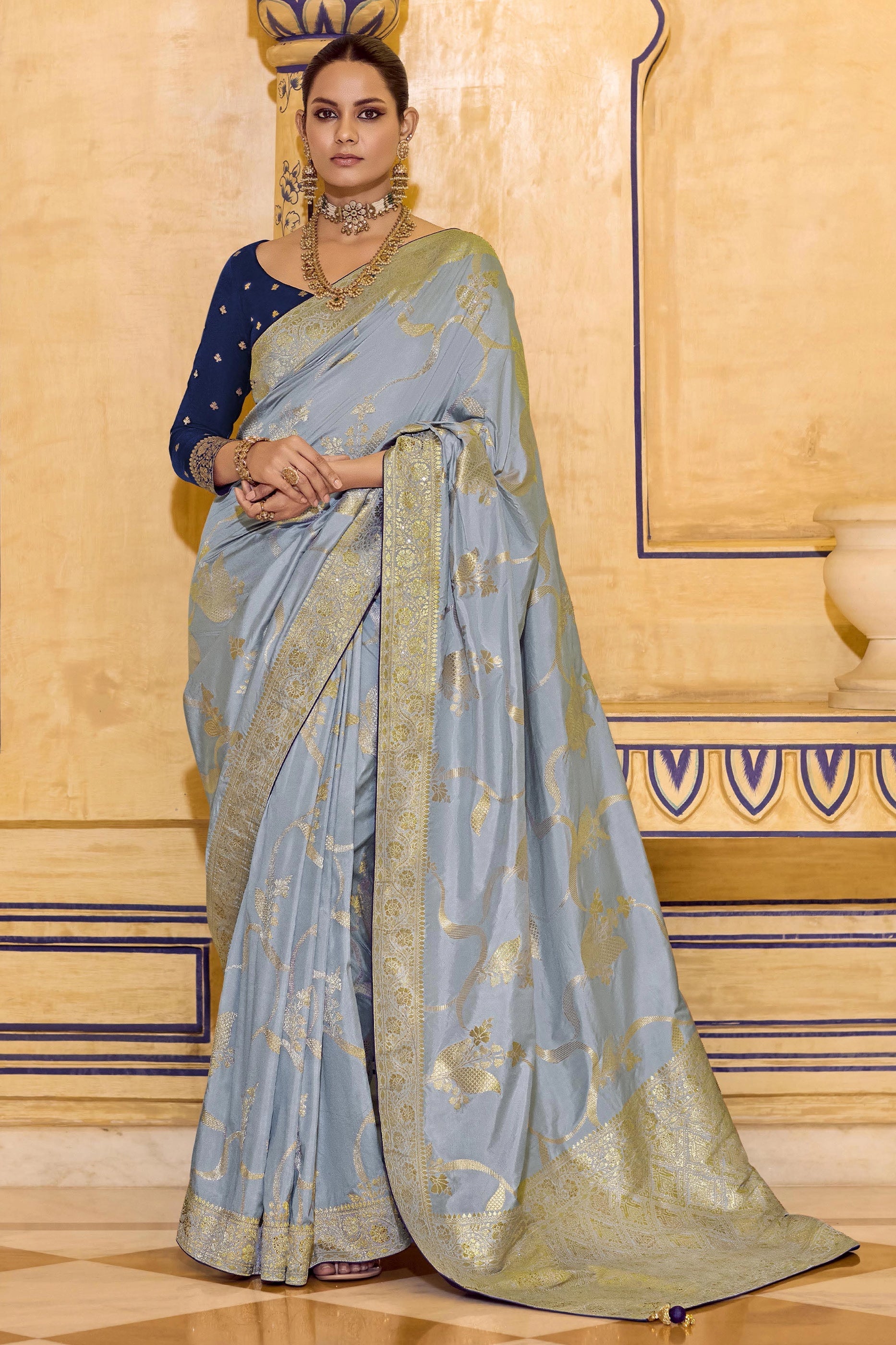 Grey Woven Crepe Silk Saree-SAR11158_1_SareeButa.com