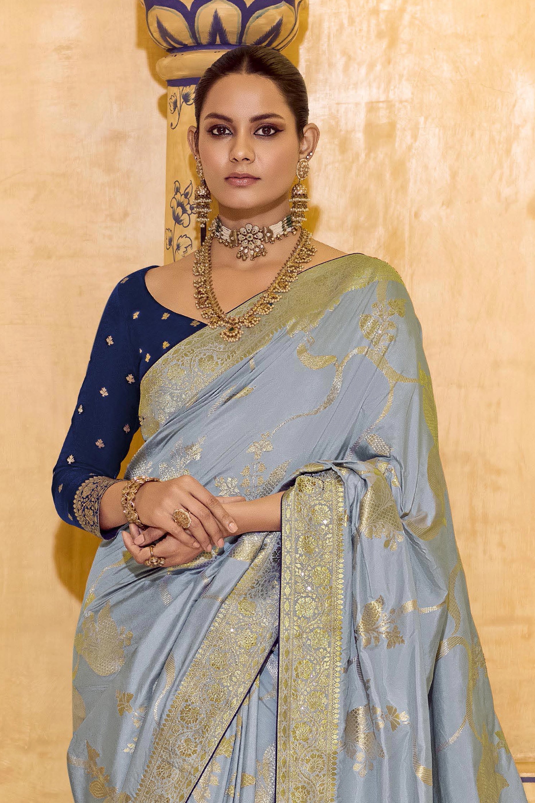 Grey Woven Crepe Silk Saree-SAR11158_3_SareeButa.com