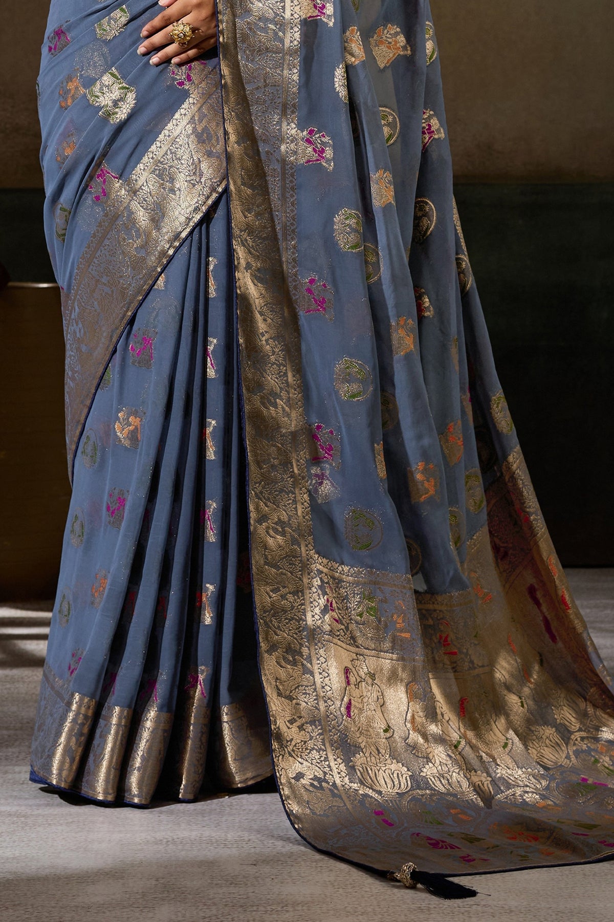 Grey Woven Meenakari Khadi Georgette Saree-SAR13313_6_SareeButa.com