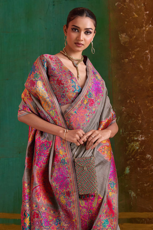Grey Woven Modal Cotton Saree-SAR11892_2_SareeButa.com