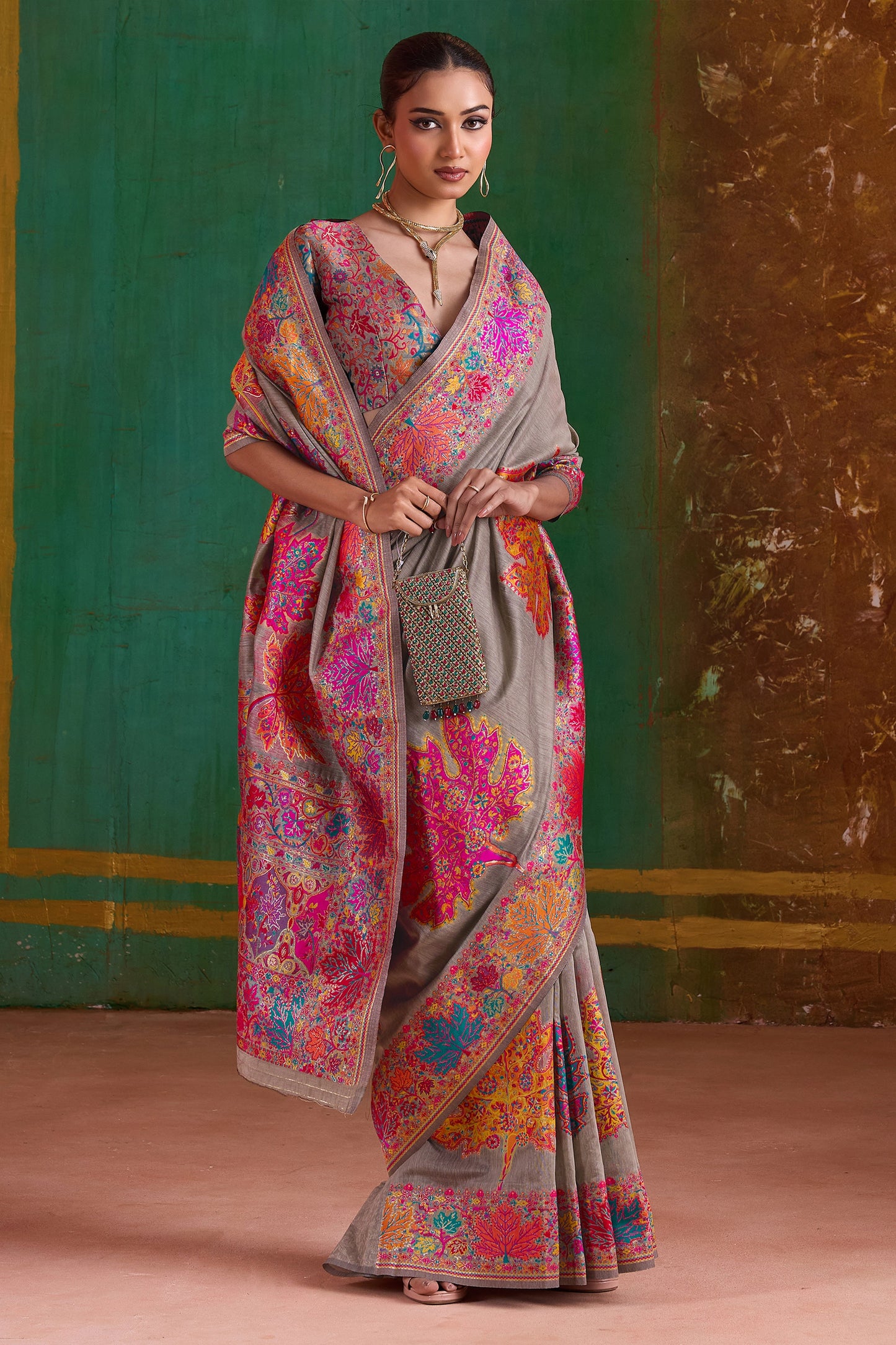 Grey Woven Modal Cotton Saree-SAR11892_4_SareeButa.com