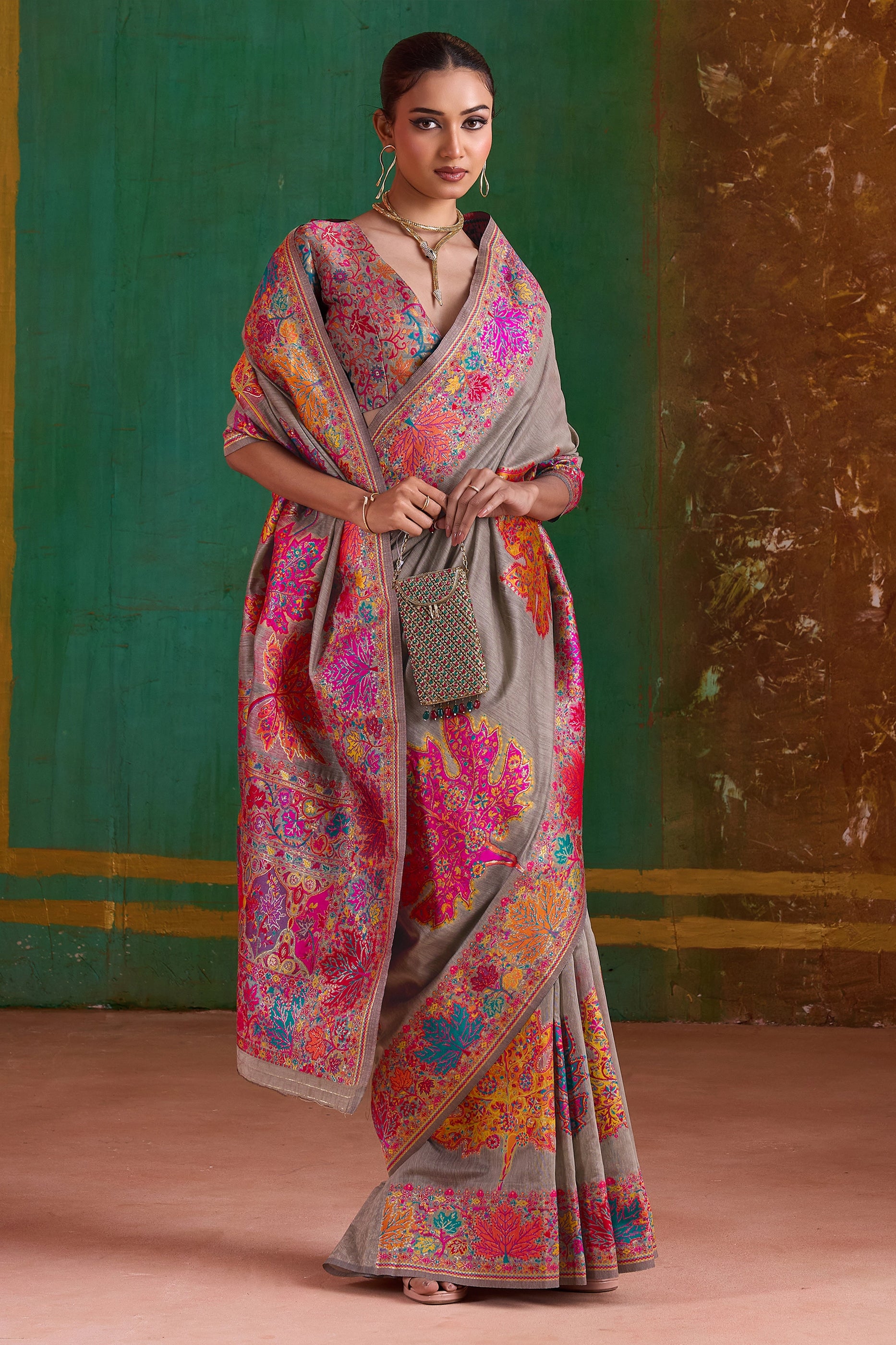 Grey Woven Modal Cotton Saree-SAR11892_4_SareeButa.com