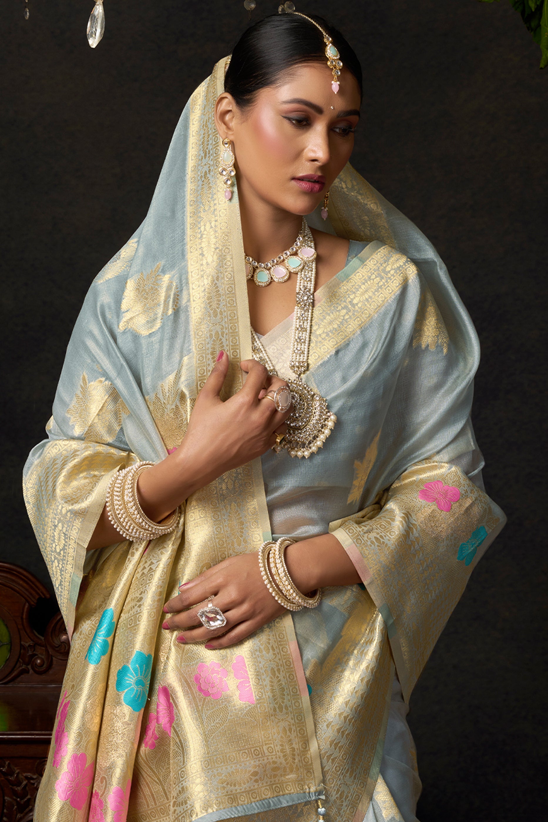 Grey Woven Organza Saree-SAR12618_2_SareeButa.com