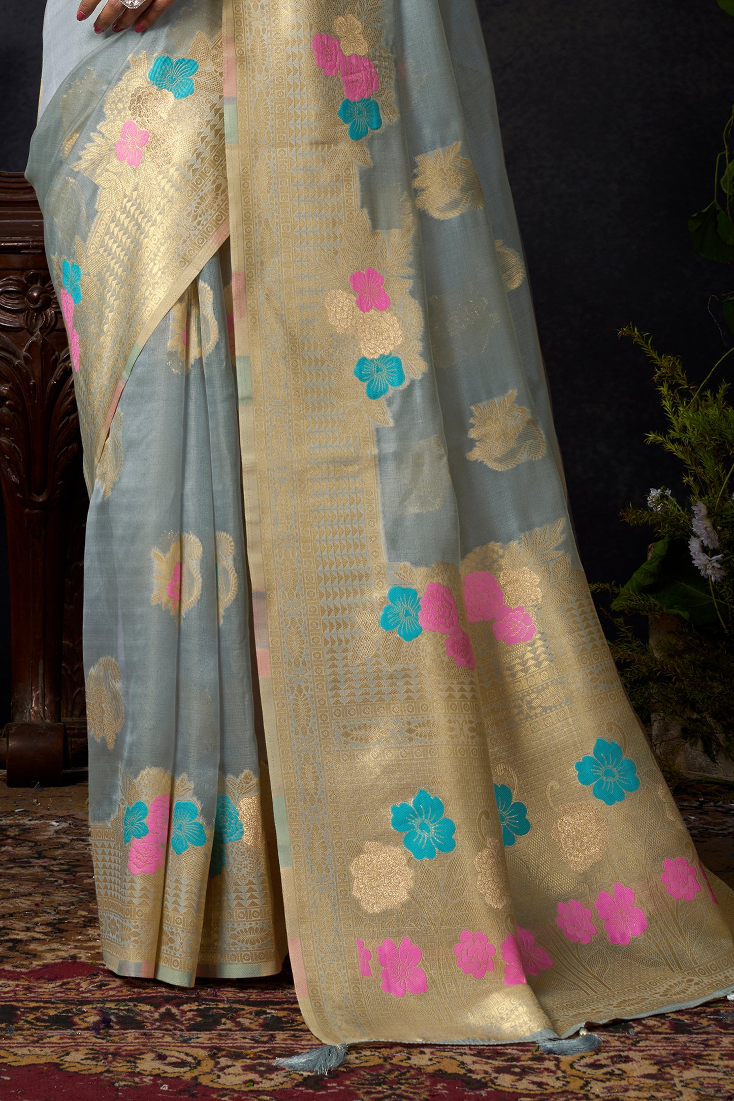 Grey Woven Organza Saree-SAR12618_5_SareeButa.com