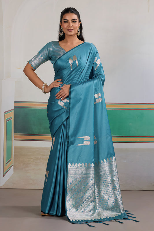 Grey Woven Satin Saree-SAR12295_1_SareeButa.com