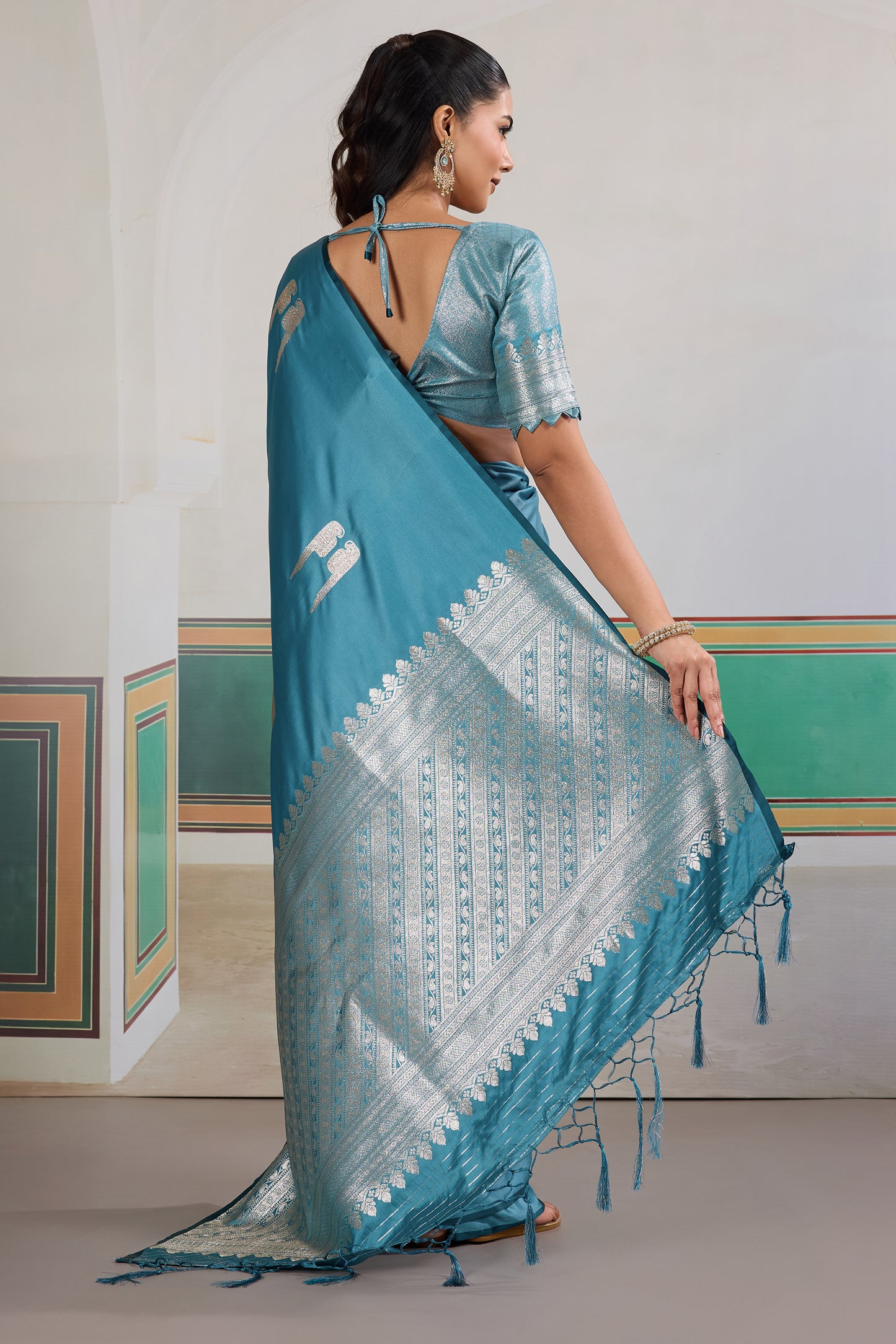 Grey Woven Satin Saree-SAR12295_3_SareeButa.com