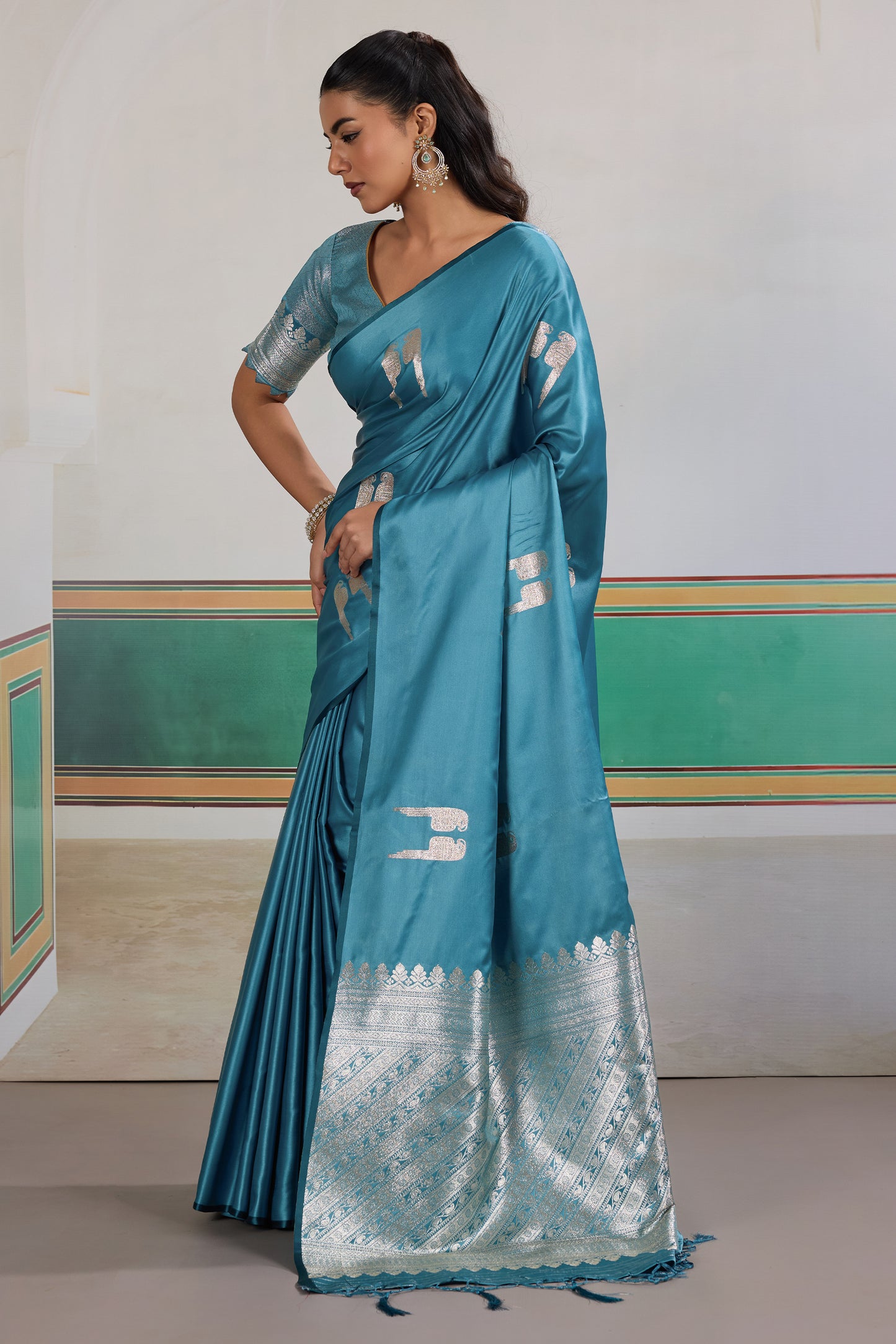 Grey Woven Satin Saree-SAR12295_4_SareeButa.com