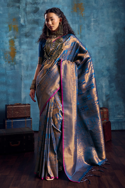 Grey Woven Silk Saree-SAR12377_1_SareeButa.com